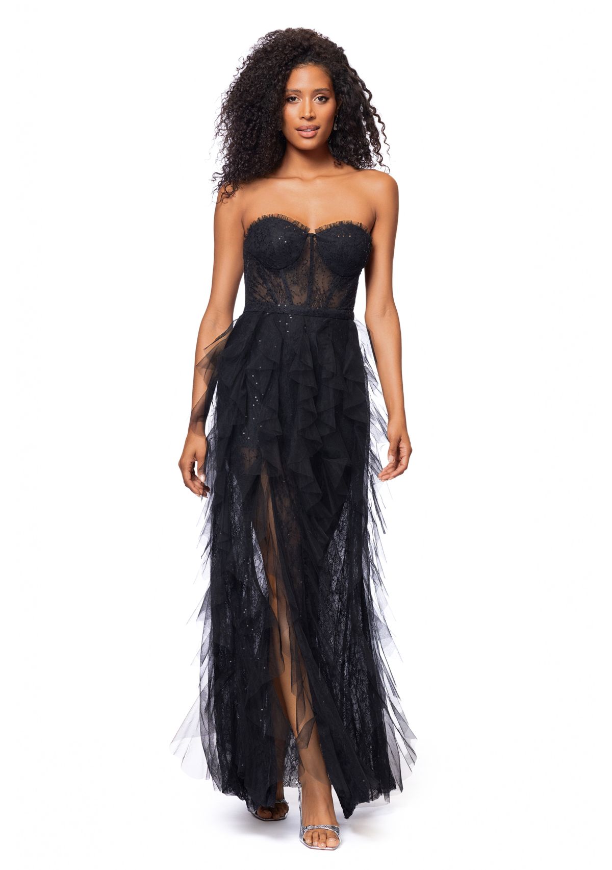 Womens Solid Sleeveless Corset Gown