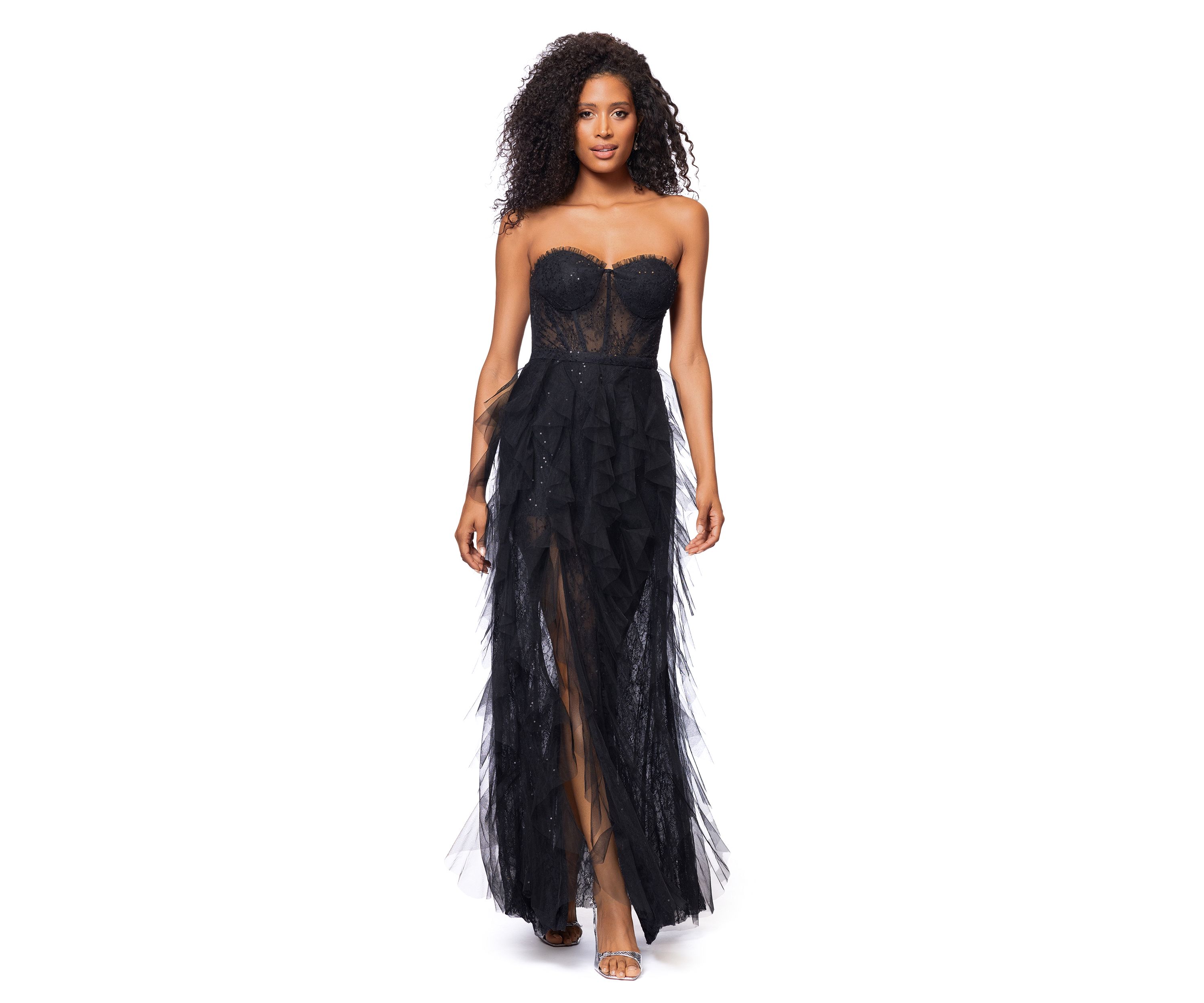 Womens Solid Sleeveless Corset Gown