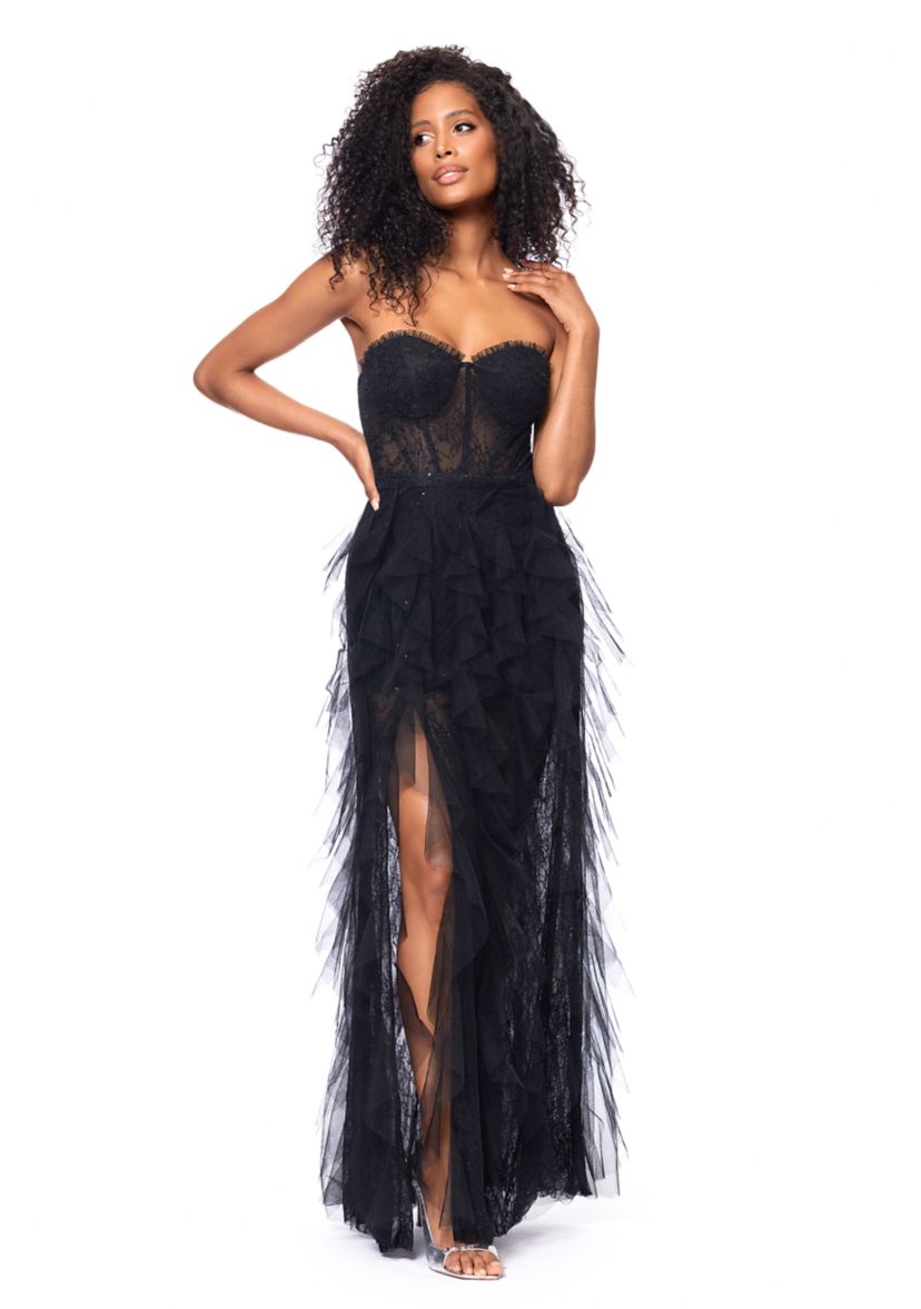 Womens Solid Sleeveless Corset Gown
