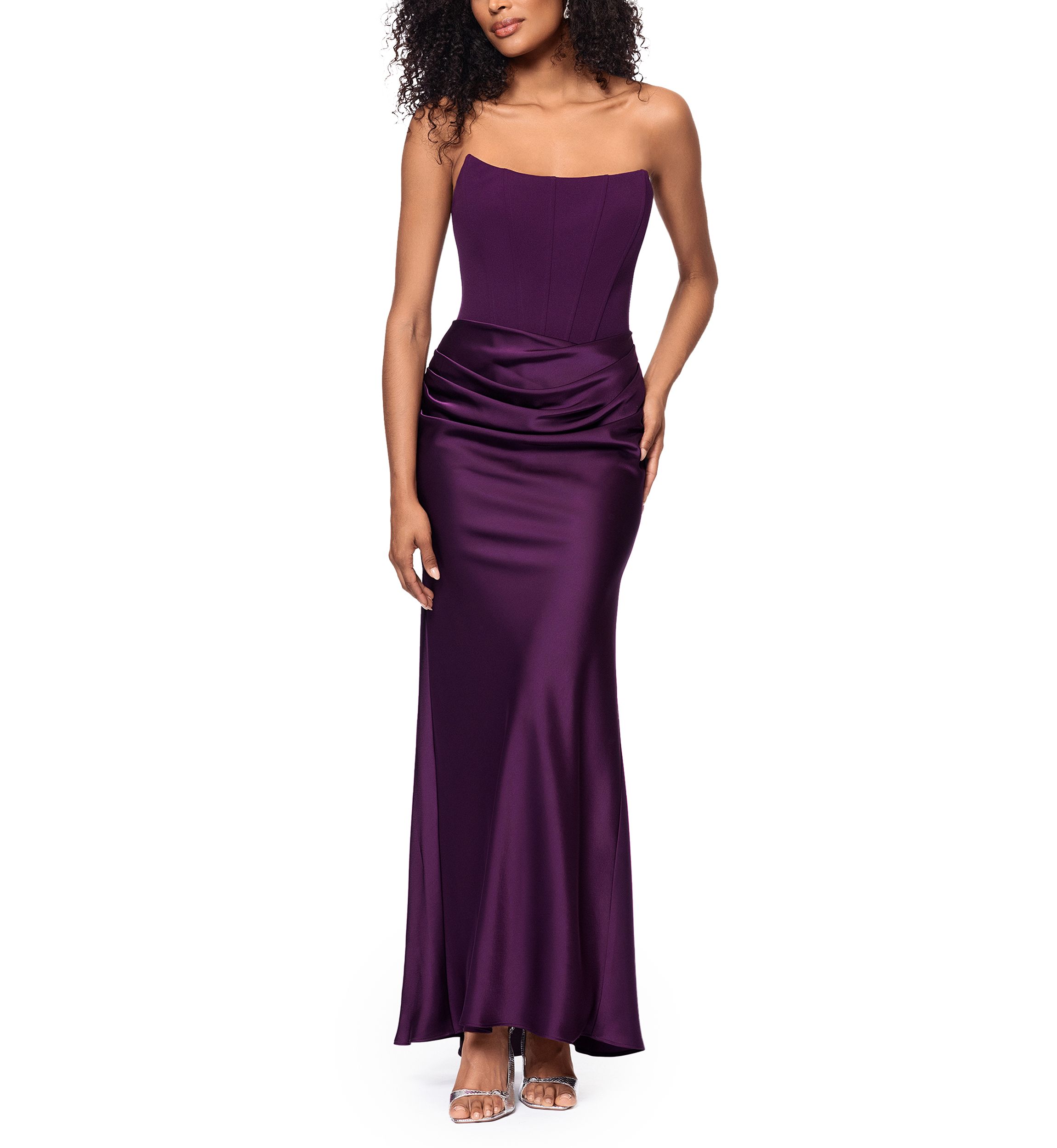 Long Scuba Strapless Gown 