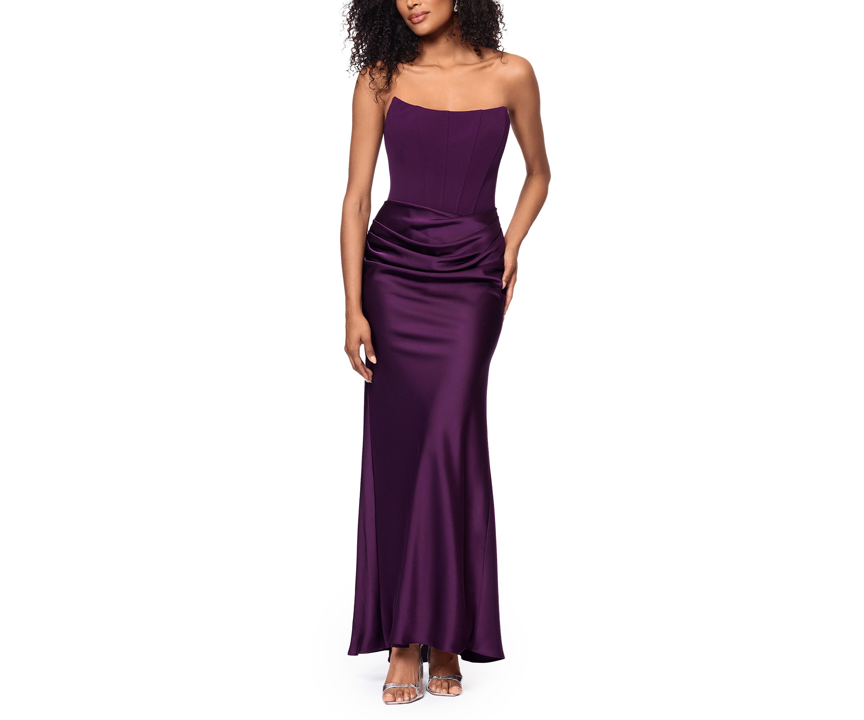 Long Scuba Strapless Gown 