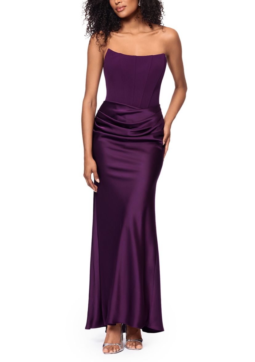 Long Scuba Strapless Gown 