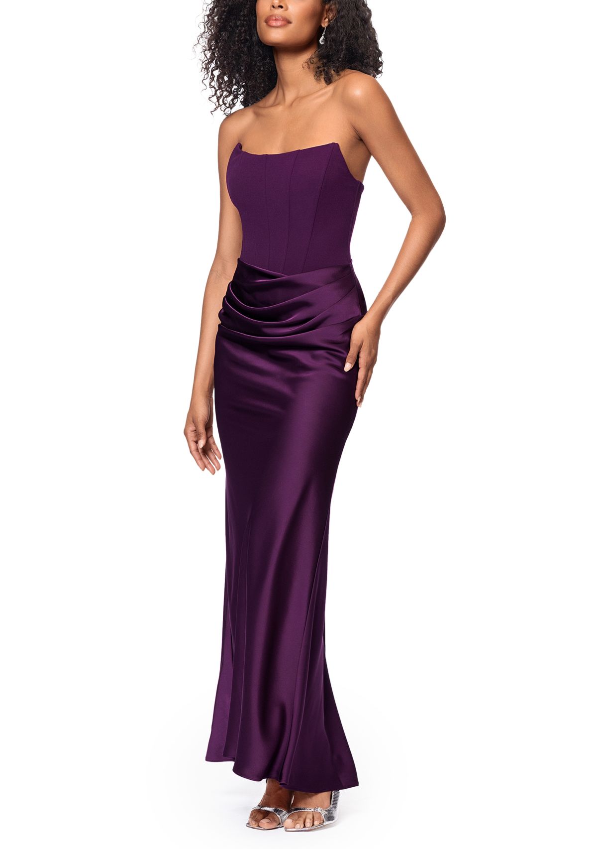 Long Scuba Strapless Gown 