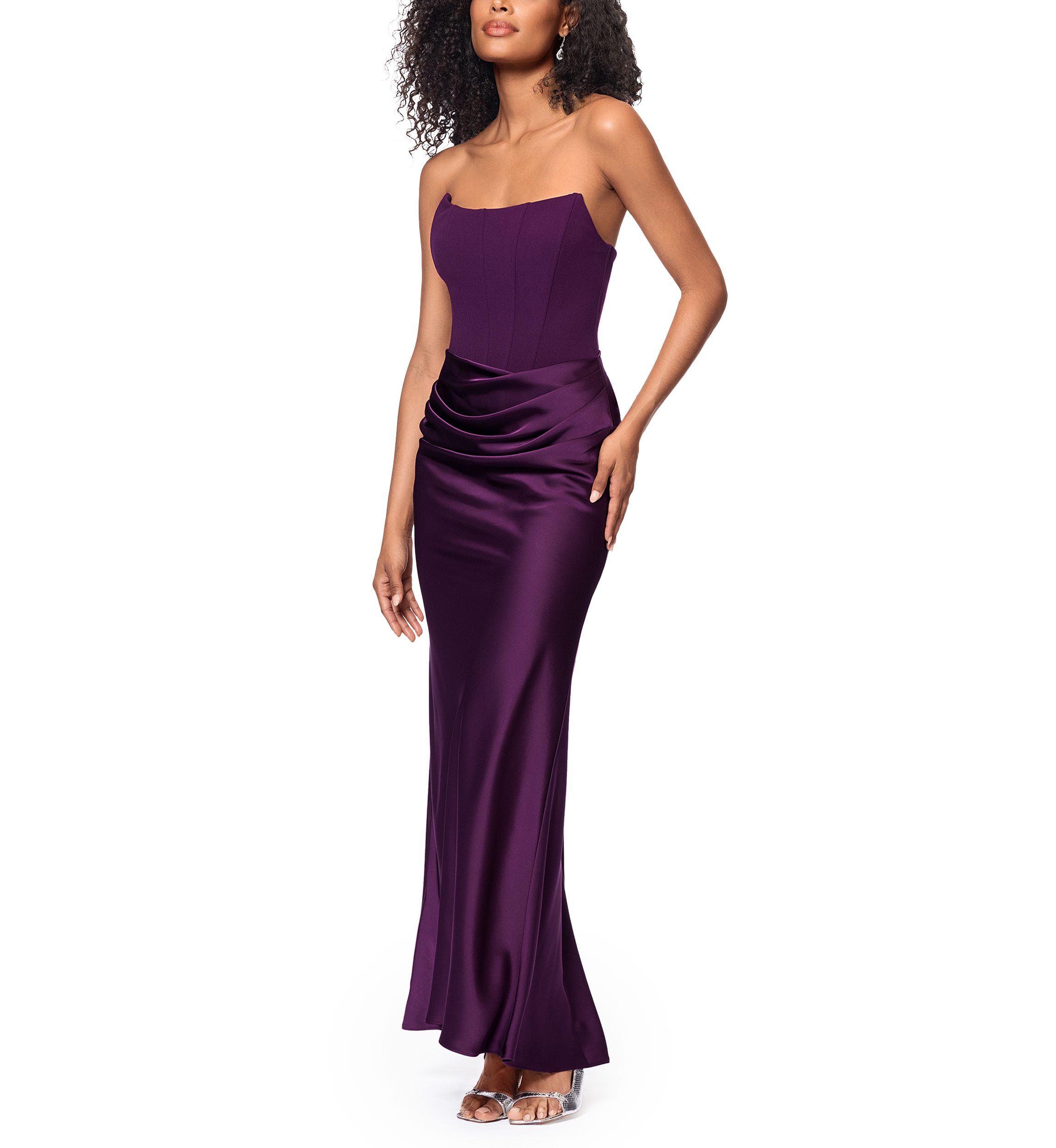 Long Scuba Strapless Gown 