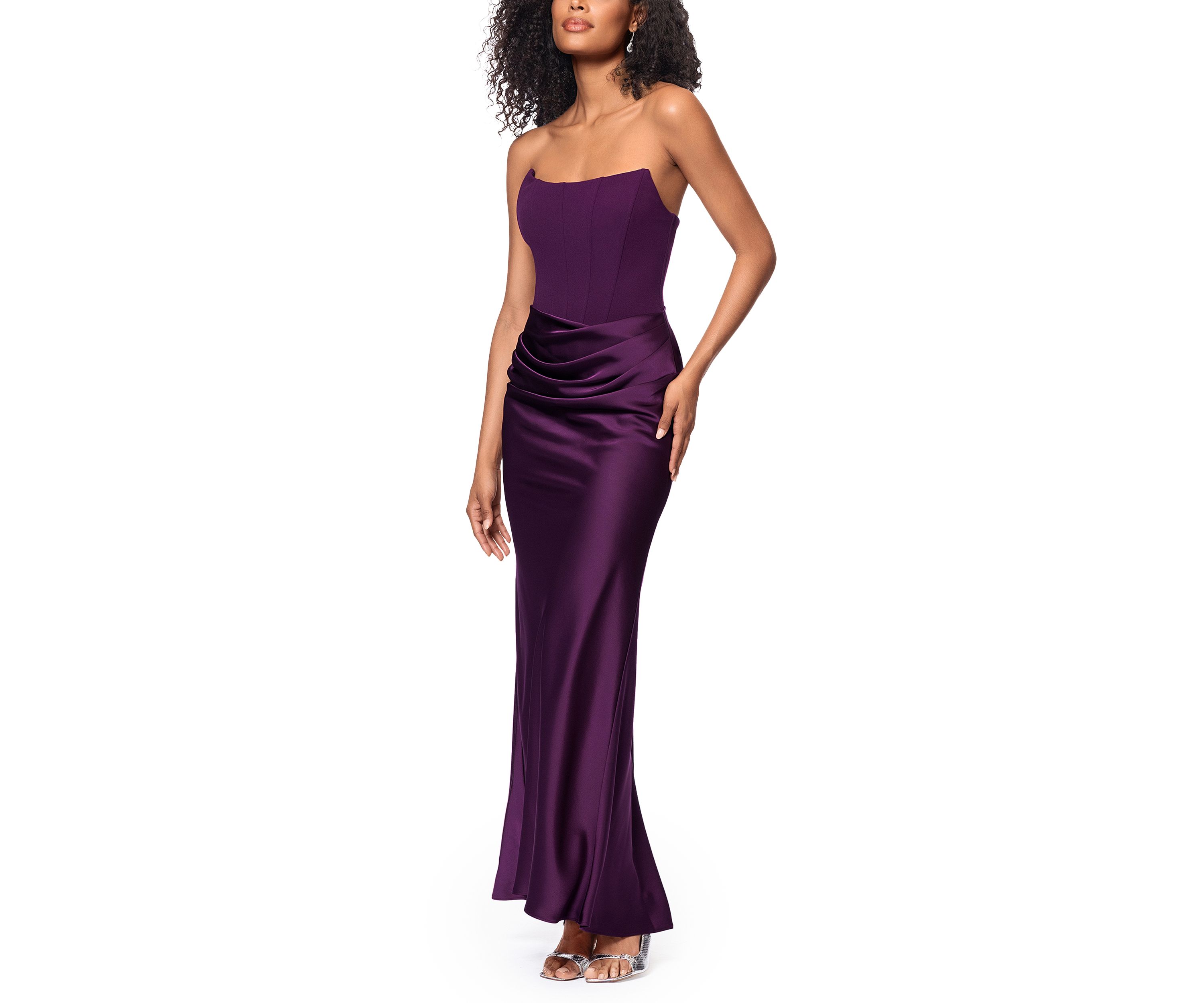 Long Scuba Strapless Gown 