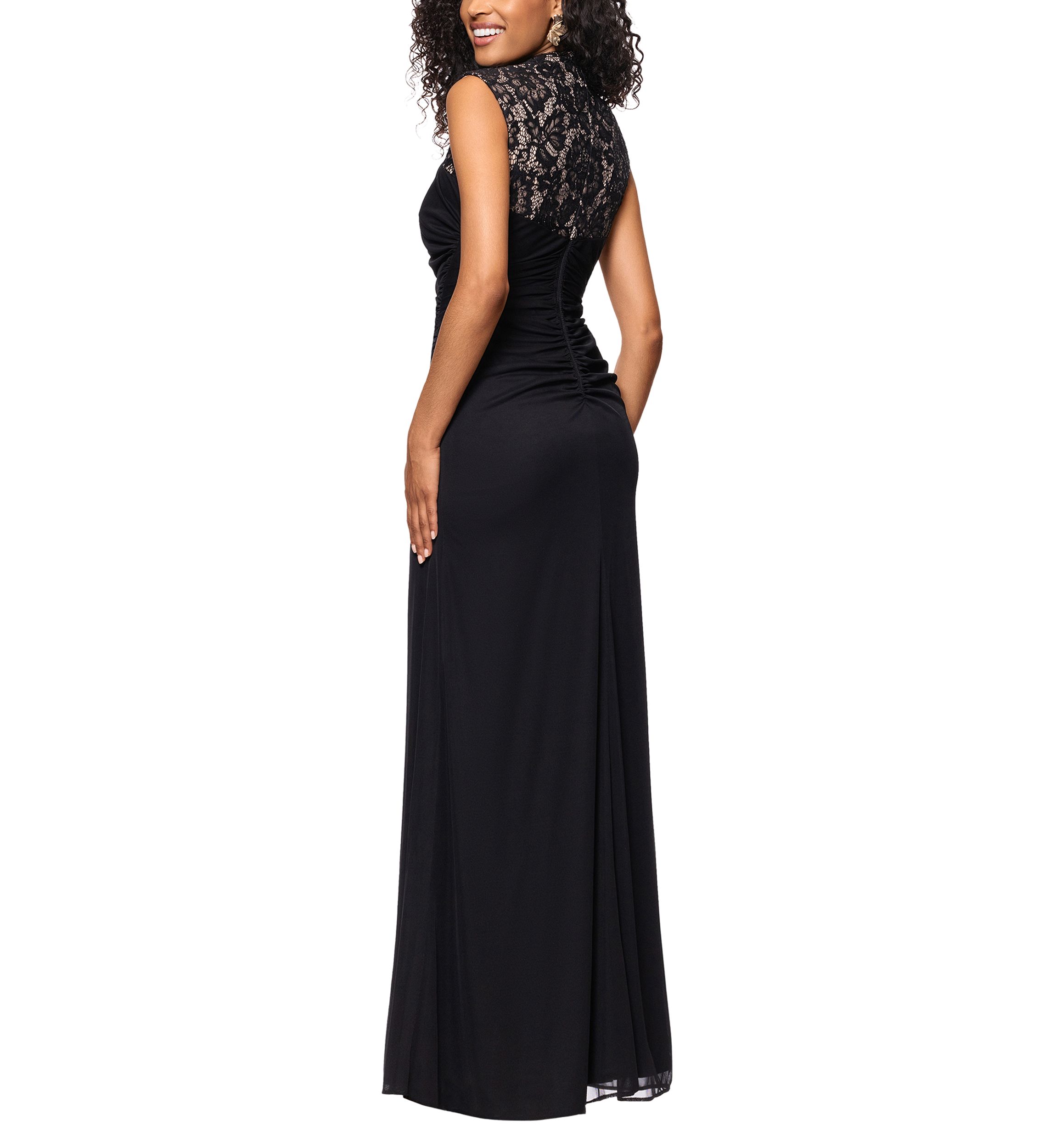 belk long black dress MSK Women's Boat-Neck Embellished-Cape Jersey-Knit Gown - Black
