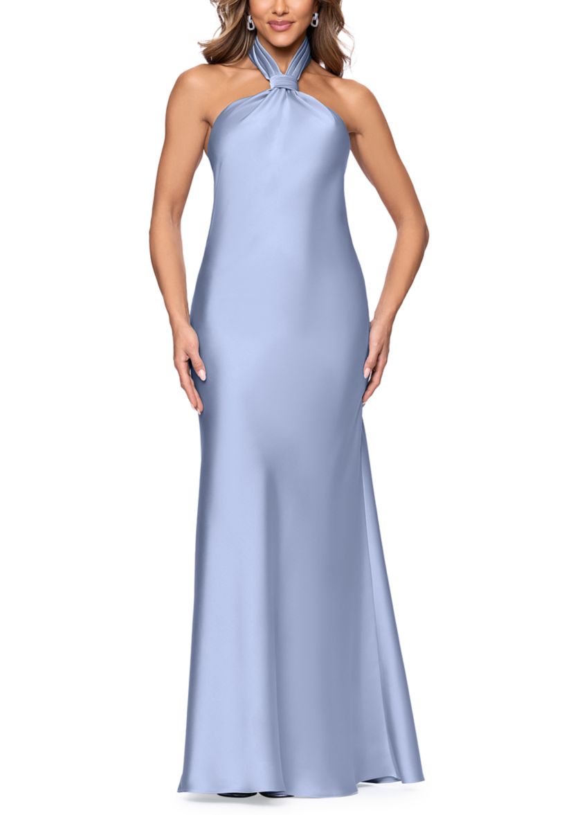 white dress with halter neck Halter Neck Satin Wedding Dresses Open Back Minimalist Modern Bridal D –  Viniodress