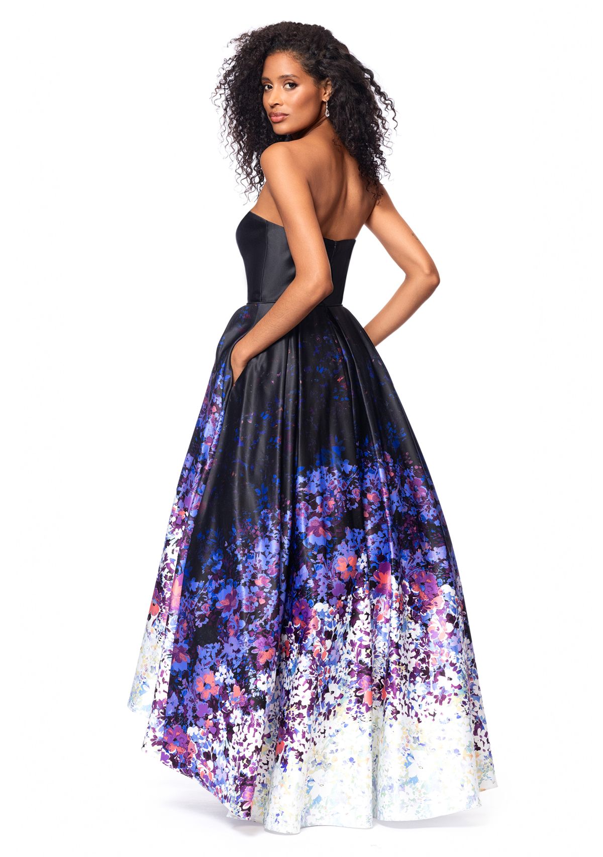 Womens Floral Printed Sleeveless Gown