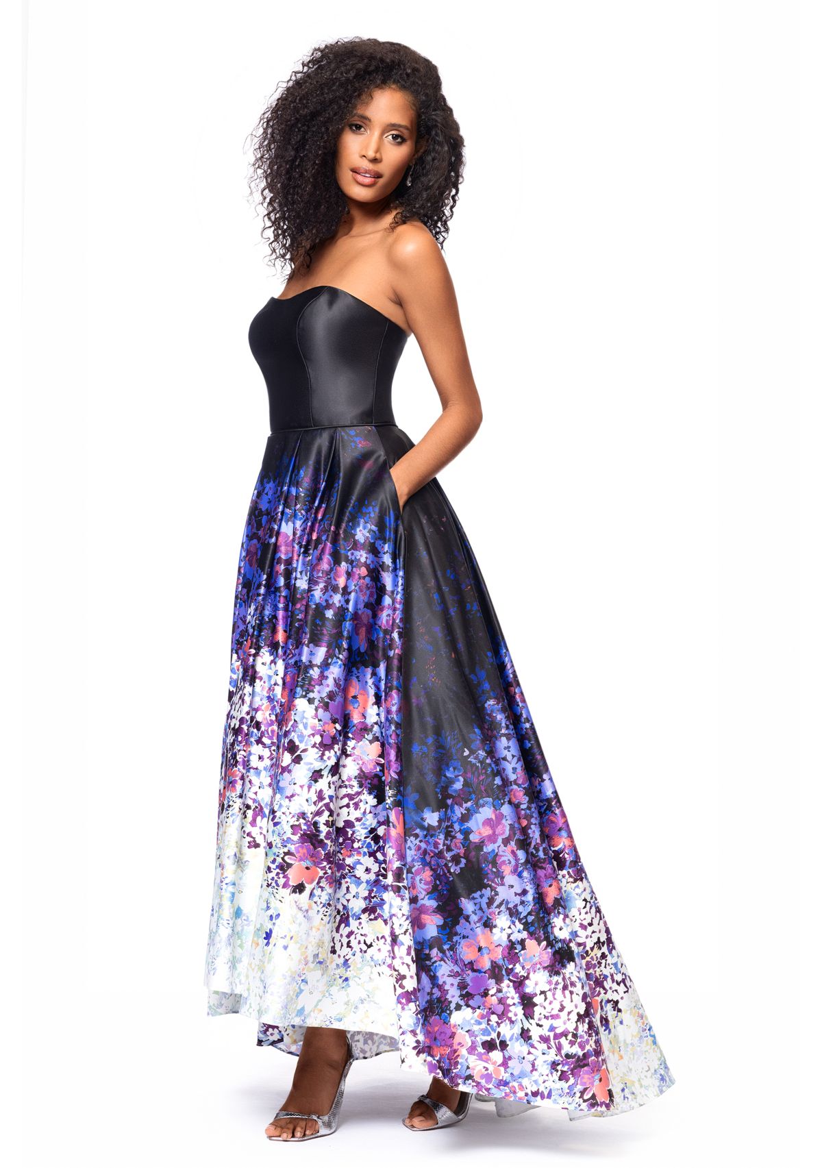 Womens Floral Printed Sleeveless Gown