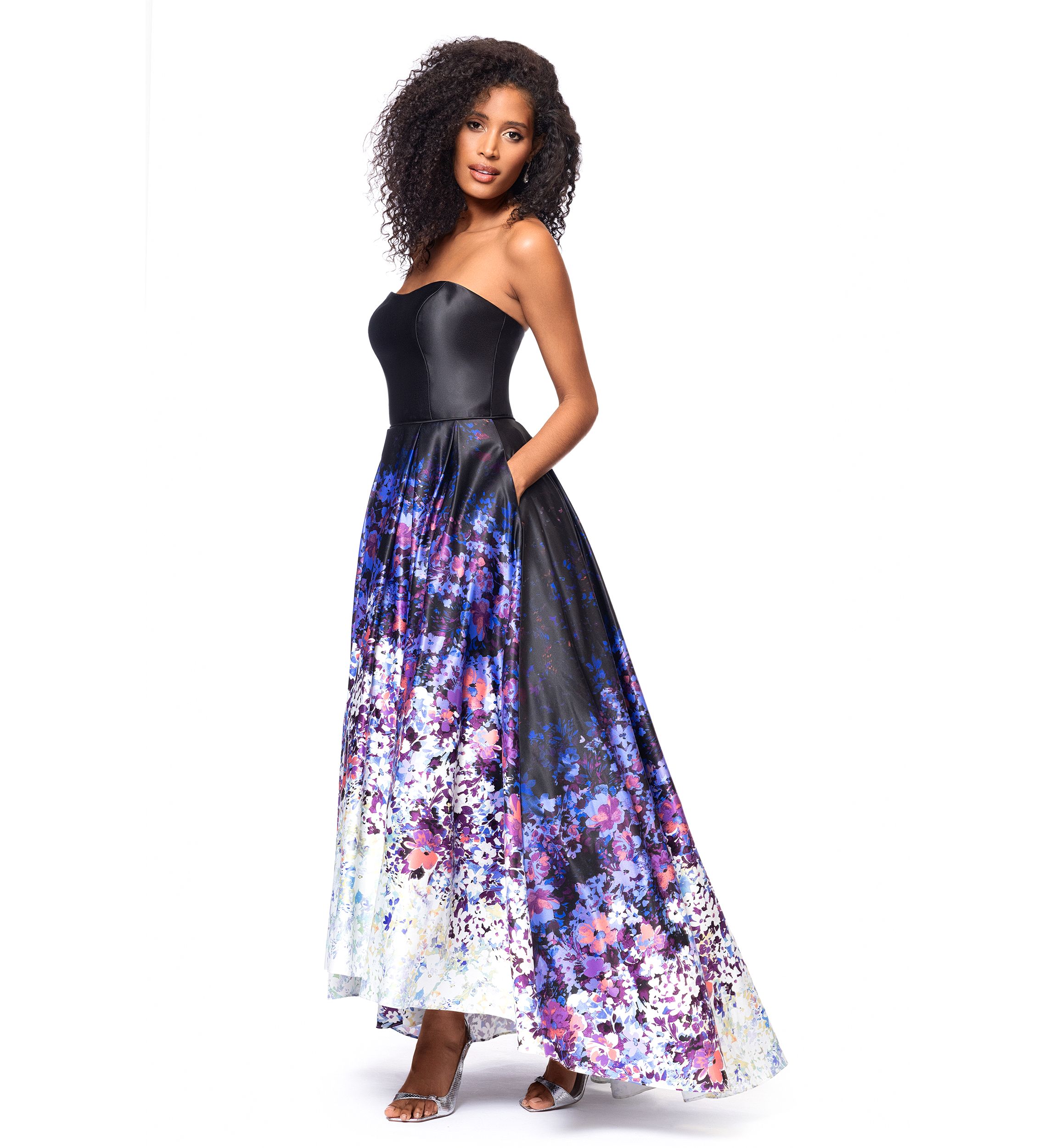 Womens Floral Printed Sleeveless Gown