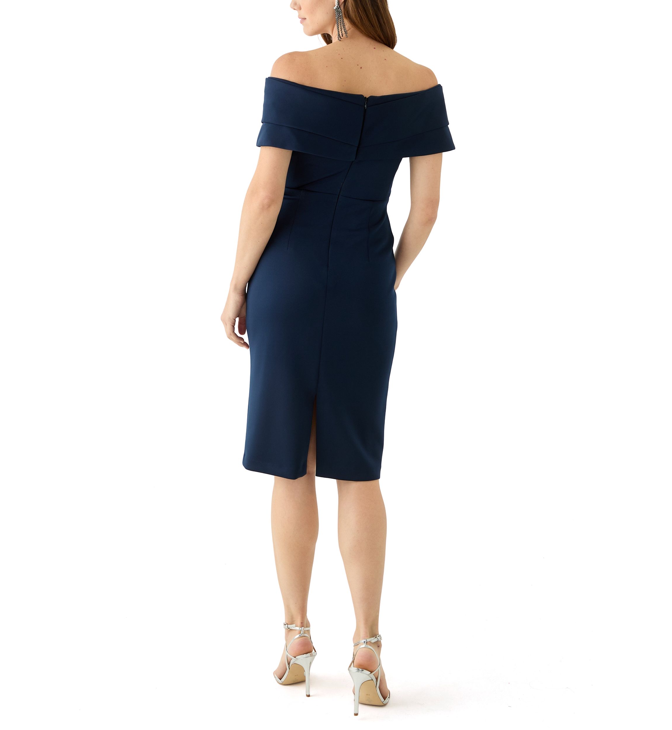 Womens Sleeveless Off the Shoulder Ruched Sheath Dress