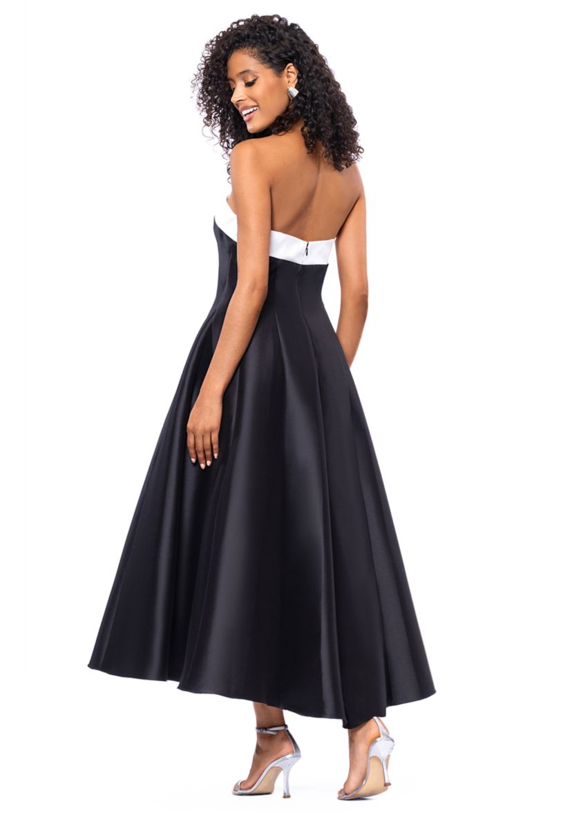 Womens Sleeveless Solid Midi Fit and Flare Ballgown