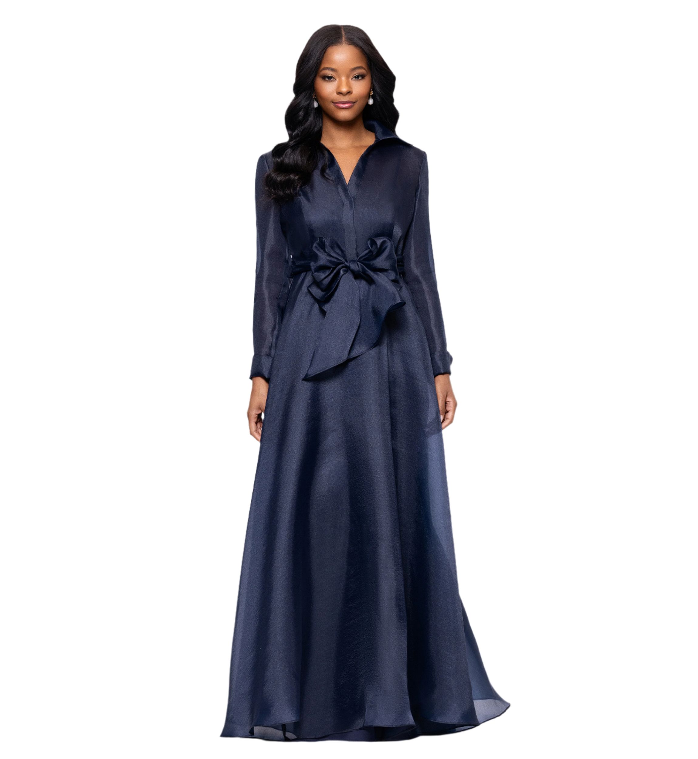 Womens Collared Fit and Flare Gown