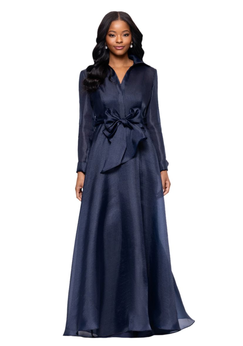 Womens Collared Fit and Flare Gown