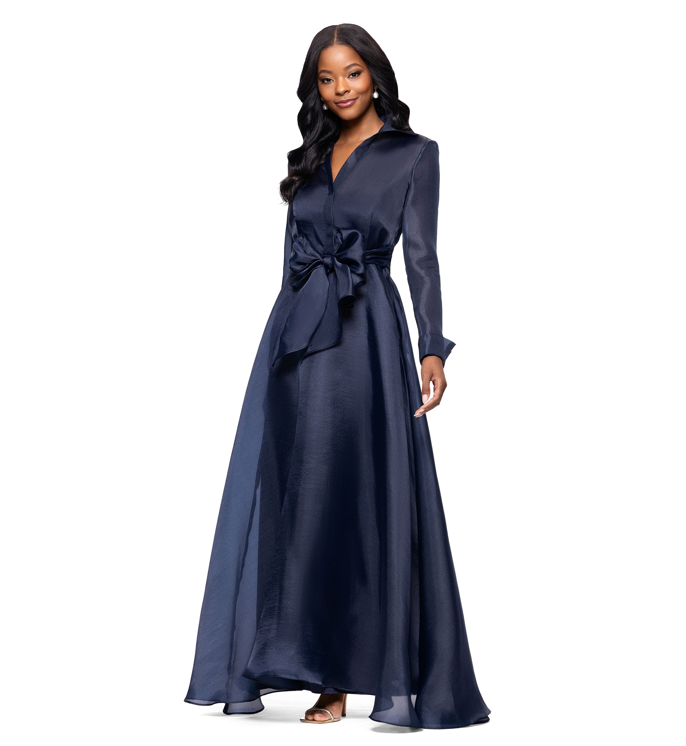 Womens Collared Fit and Flare Gown