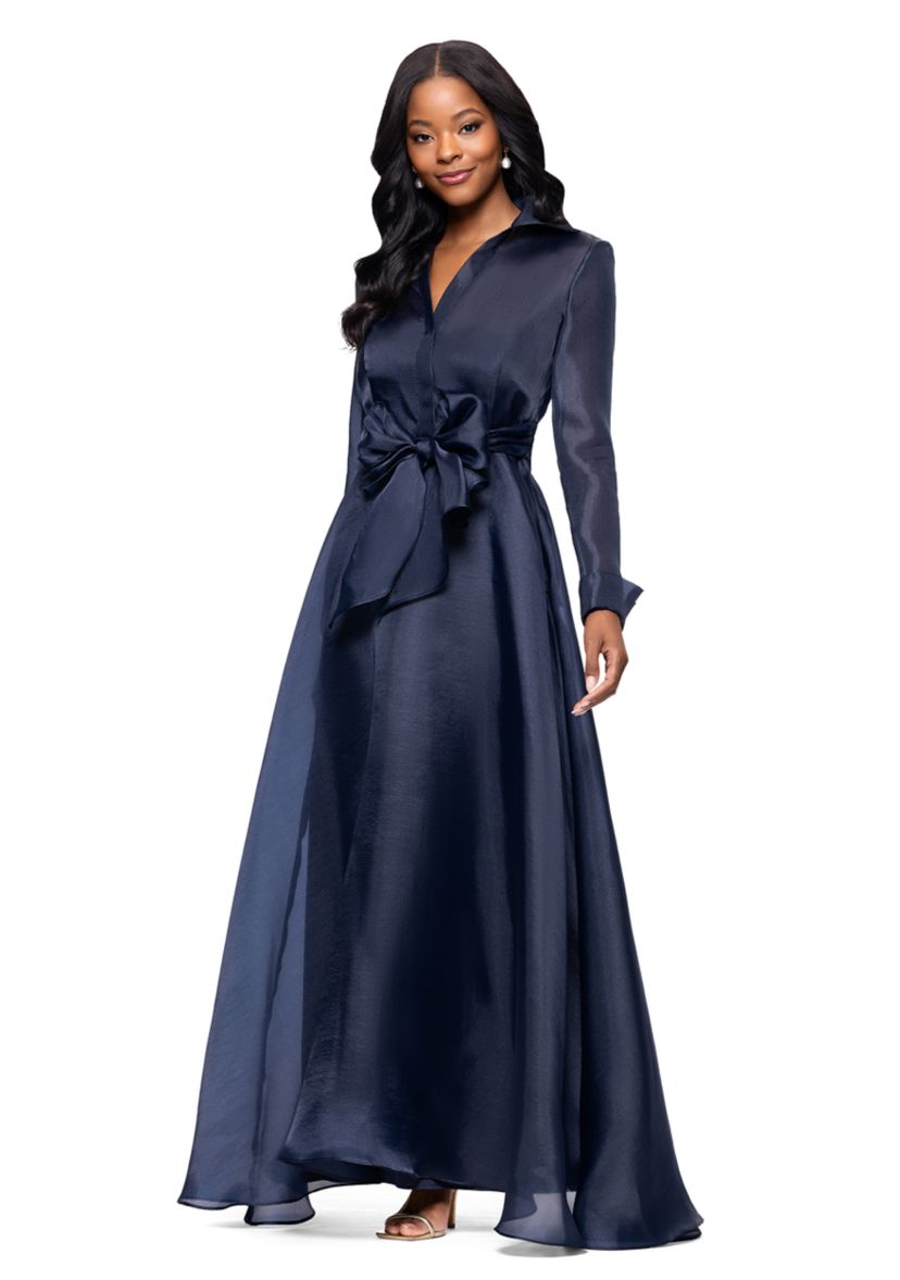 Womens Collared Fit and Flare Gown