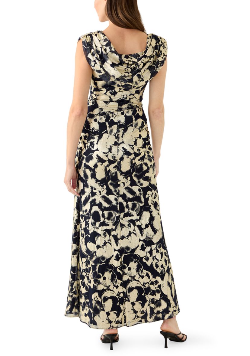 Womens Sleeveless Cowl Neck Floral Print Dress