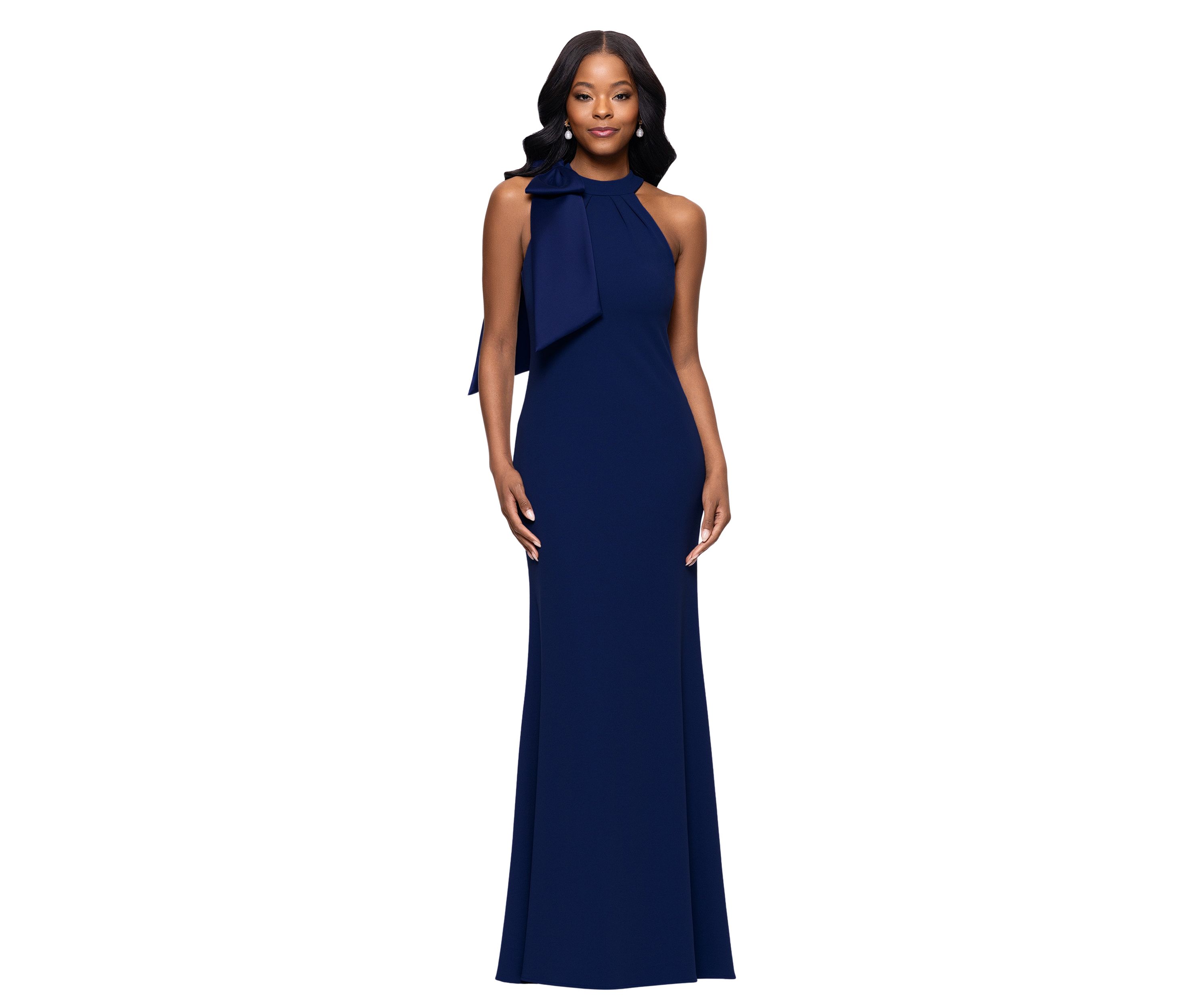 Womens Sleeveless Halter Neck Solid Gown