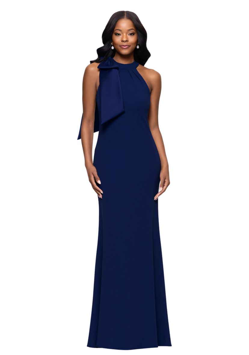 Womens Sleeveless Halter Neck Solid Gown