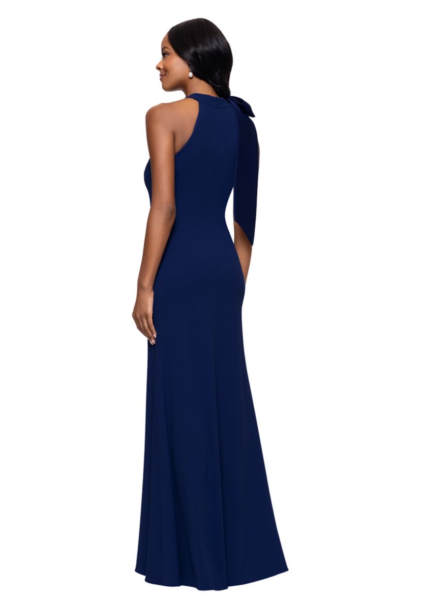 Womens Sleeveless Halter Neck Solid Gown