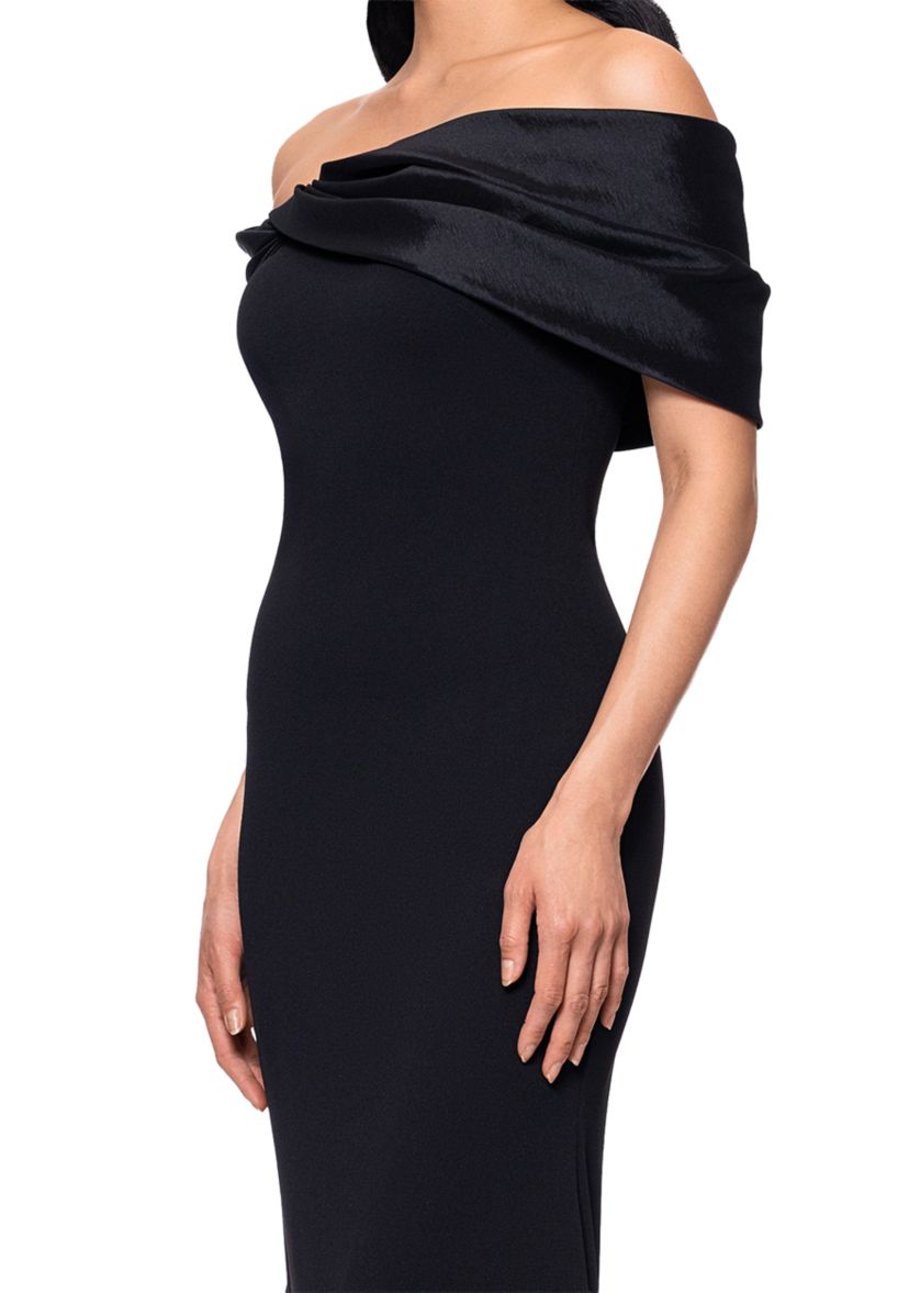 Betsy & Adam Women's Off the Shoulder Mixed Media Gown | Belk