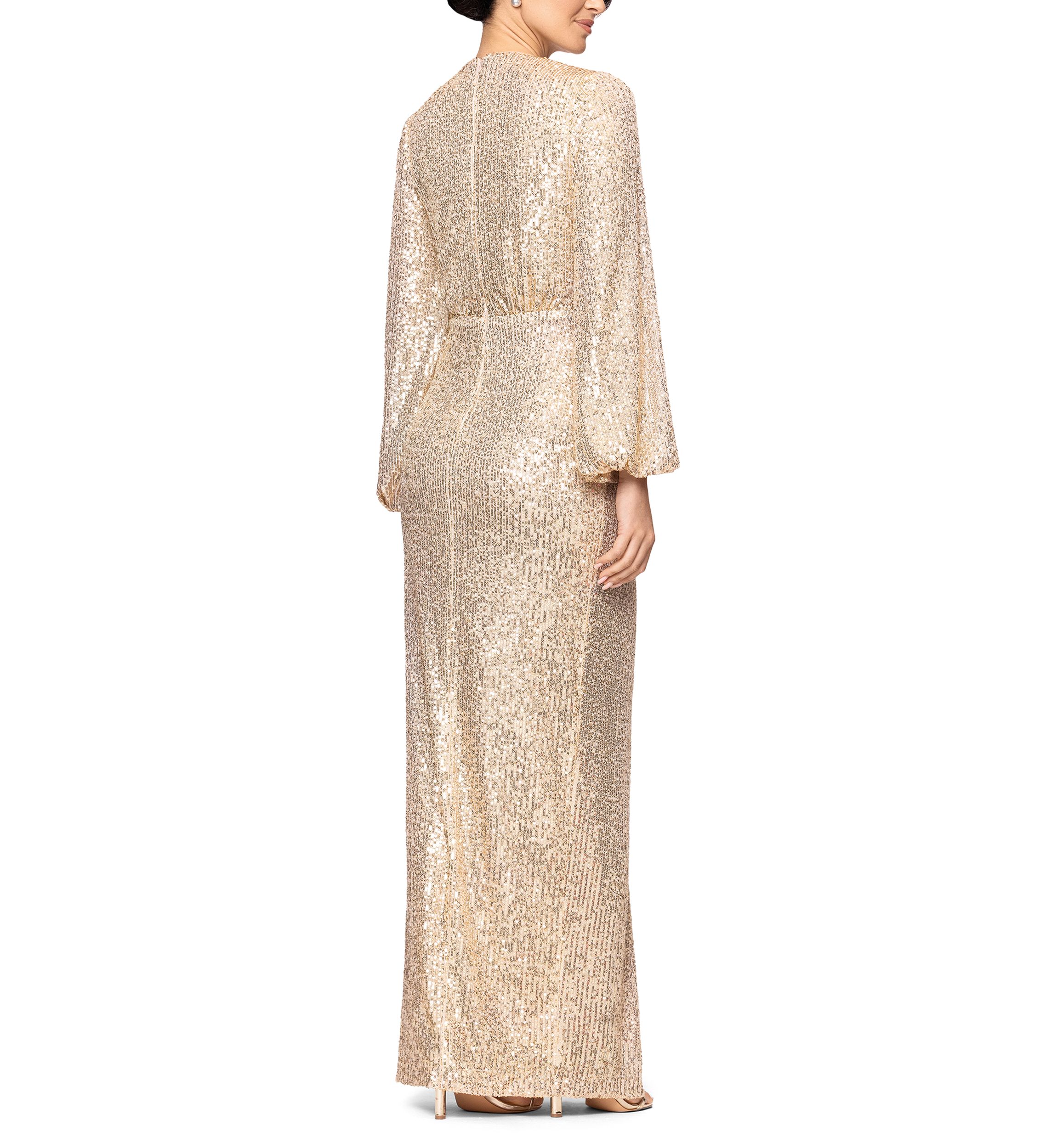 green emerald velvet dress Long Formal Dress: Betsy and Adam A27023 Champagne / 0 main image 0