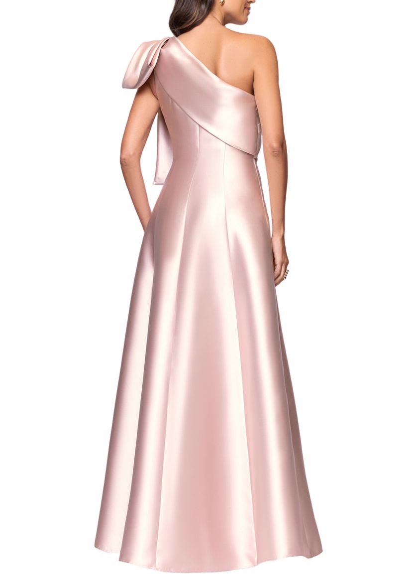 Betsy & Adam Women's One Bow Shoulder Mikado A-Line Gown | Belk