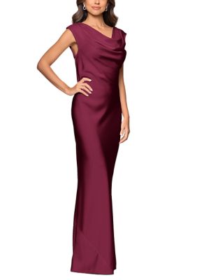 Betsy & Adam Women's Sleeveless Cowl Neck Satin Sheath Dress, 10