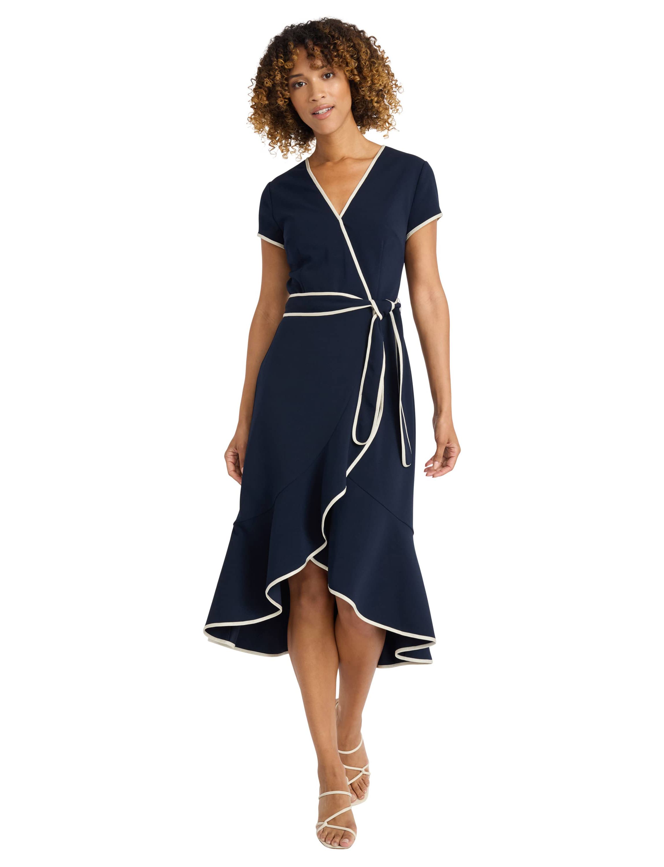 Wrap Dress With Piping