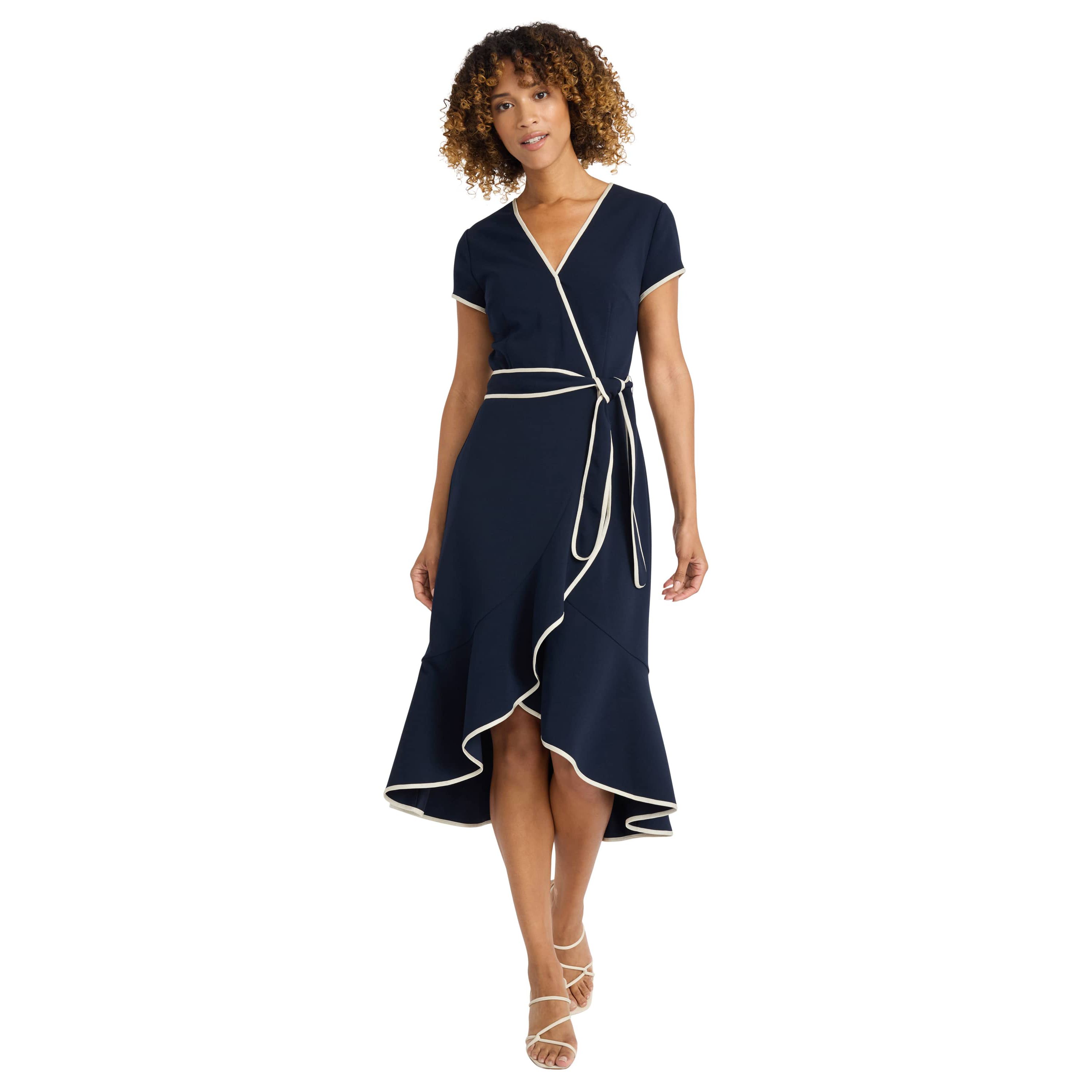 Wrap Dress With Piping