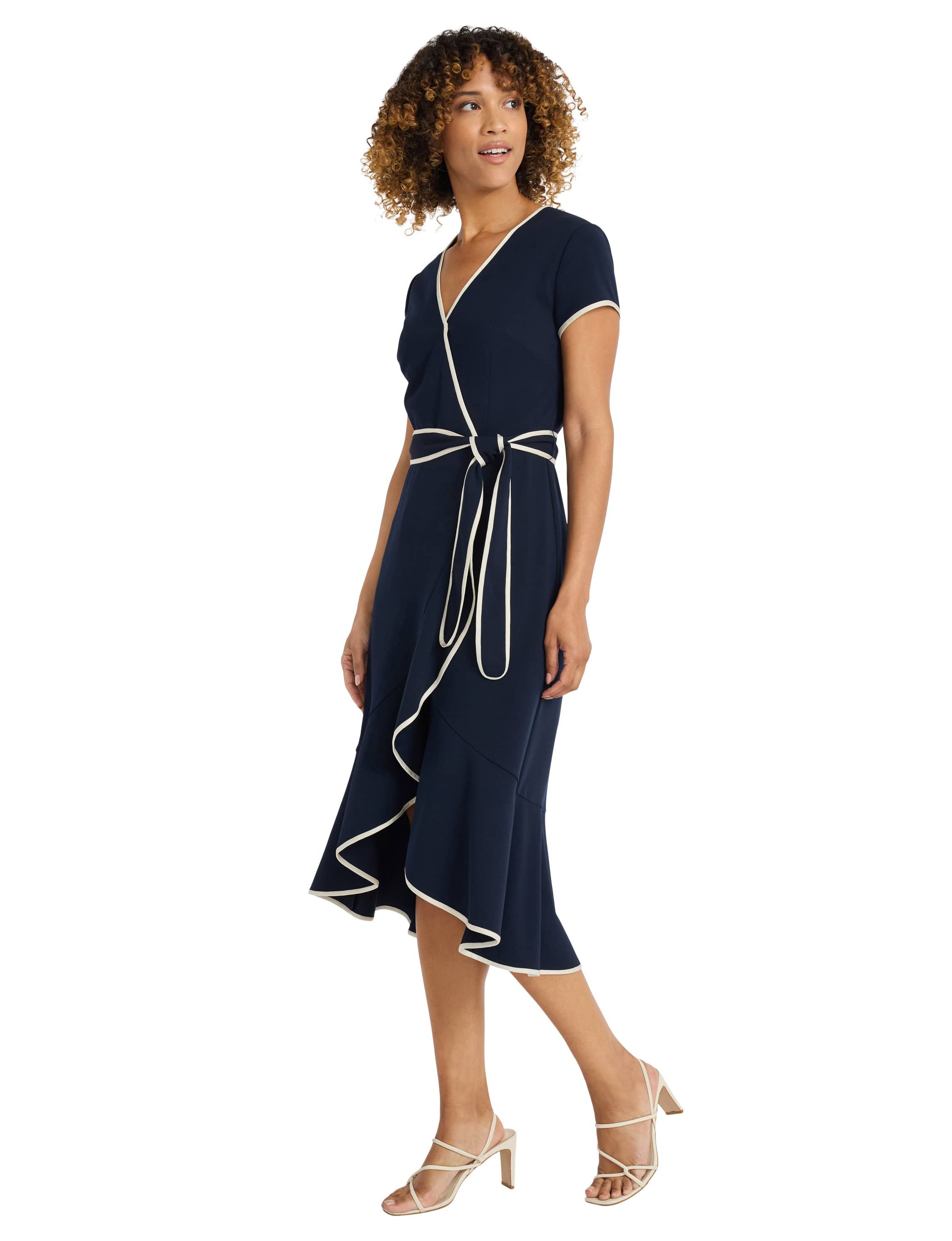 Wrap Dress With Piping