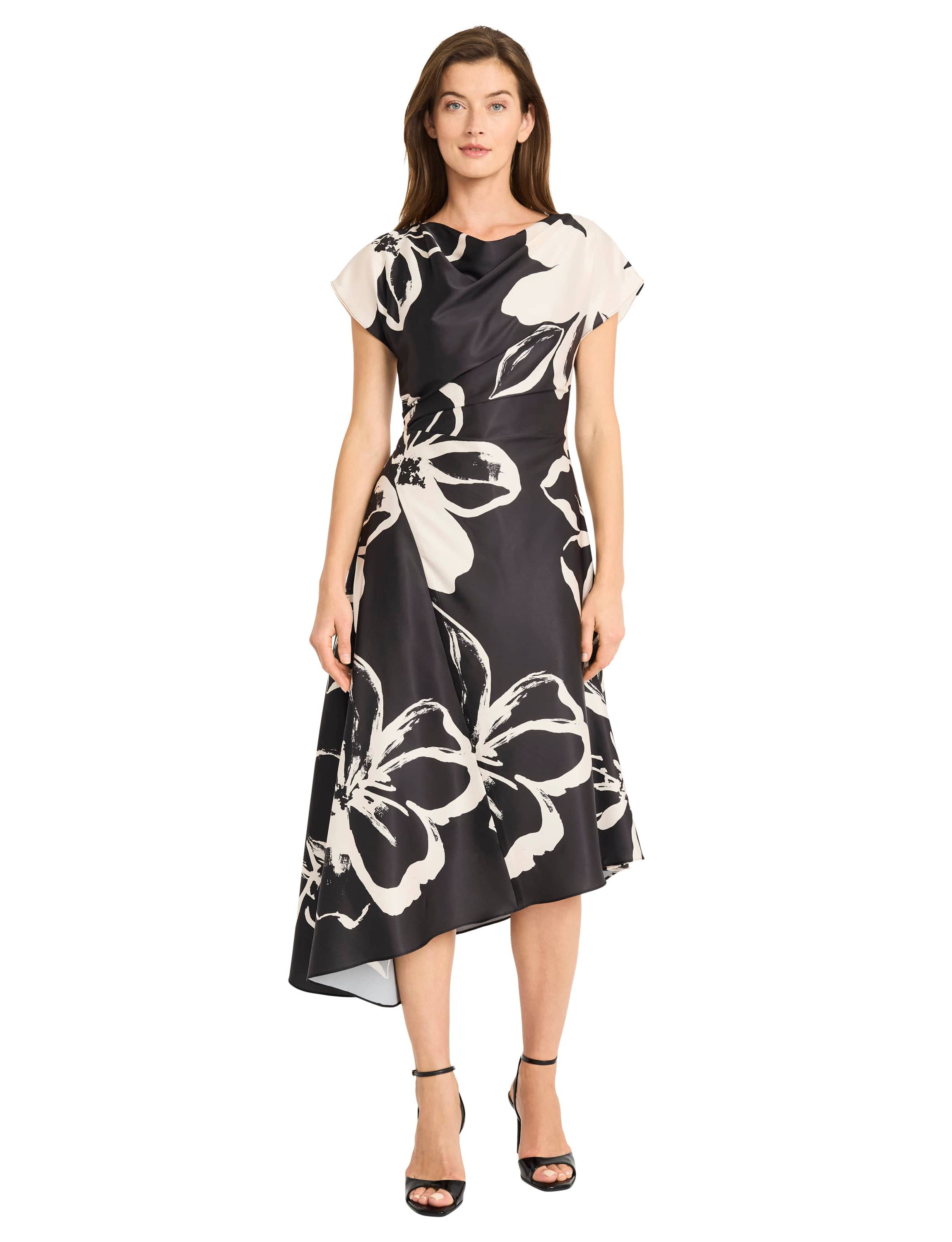 Bold Floral Printed Asymmetrical Dress