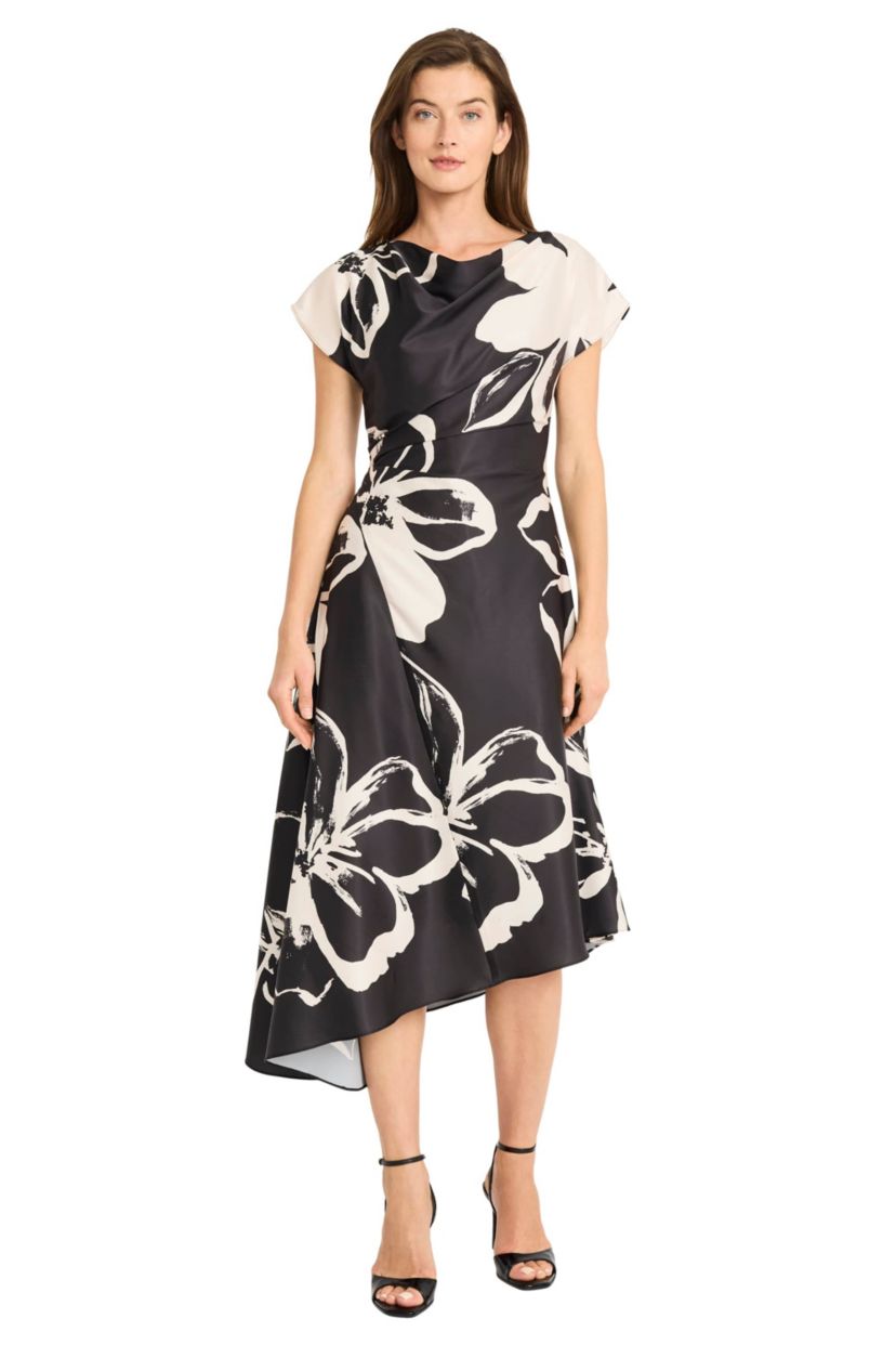 Bold Floral Printed Asymmetrical Dress