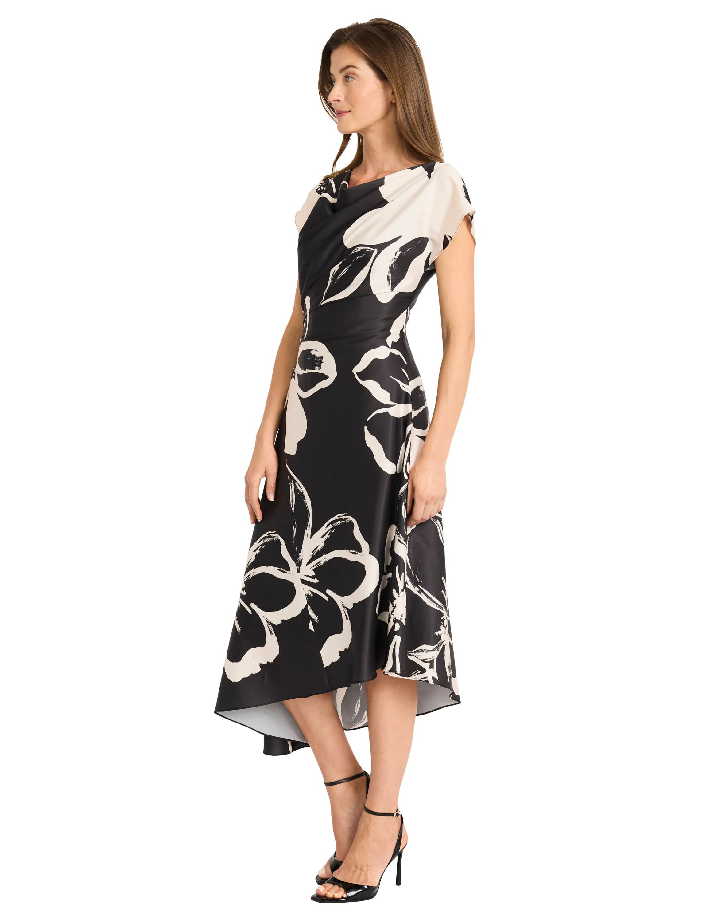 Bold Floral Printed Asymmetrical Dress