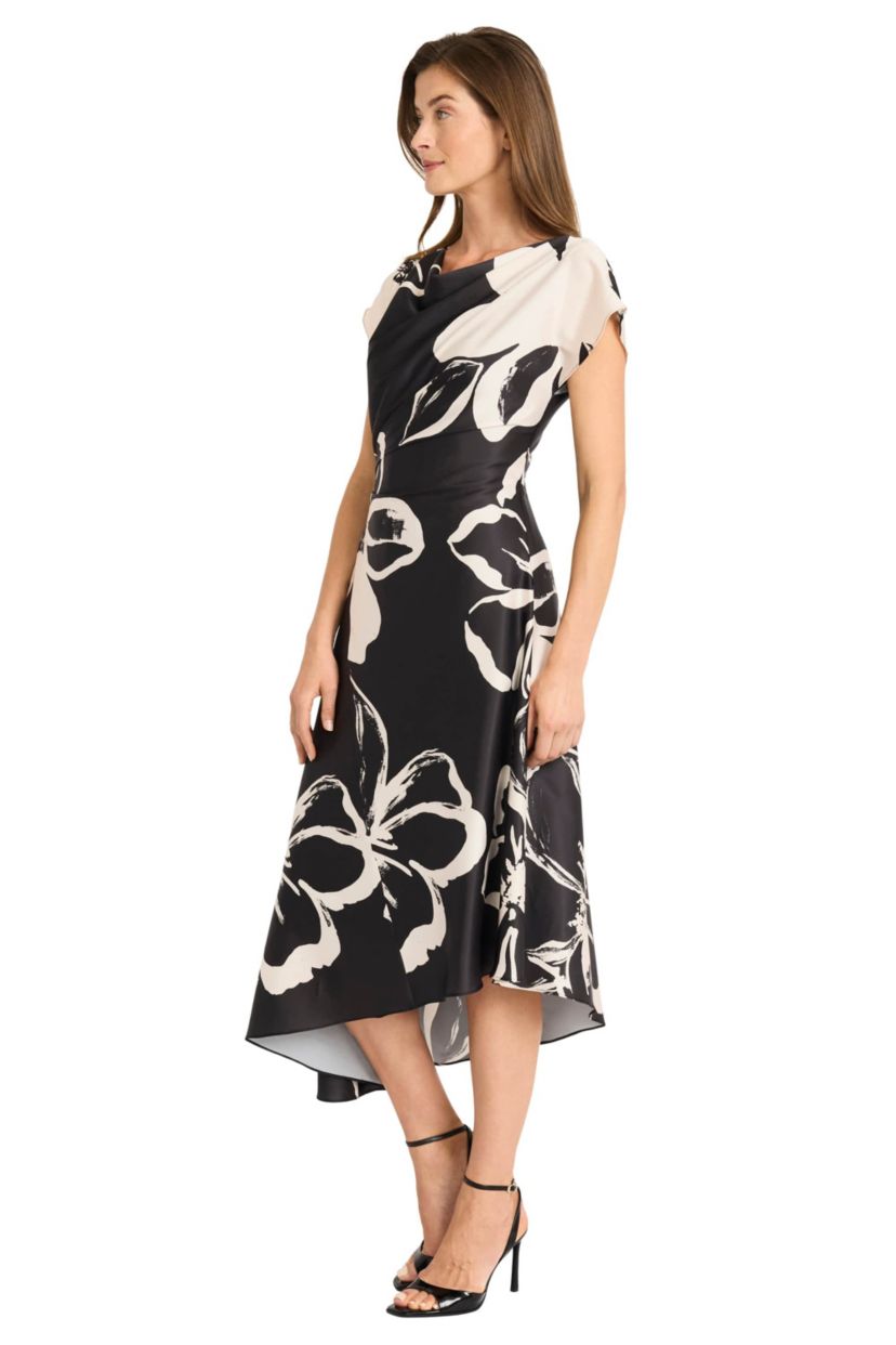 Bold Floral Printed Asymmetrical Dress
