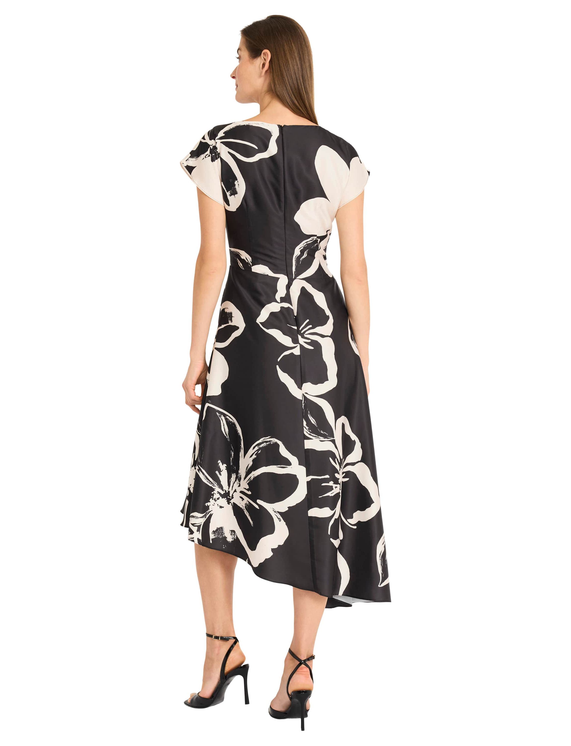 Bold Floral Printed Asymmetrical Dress