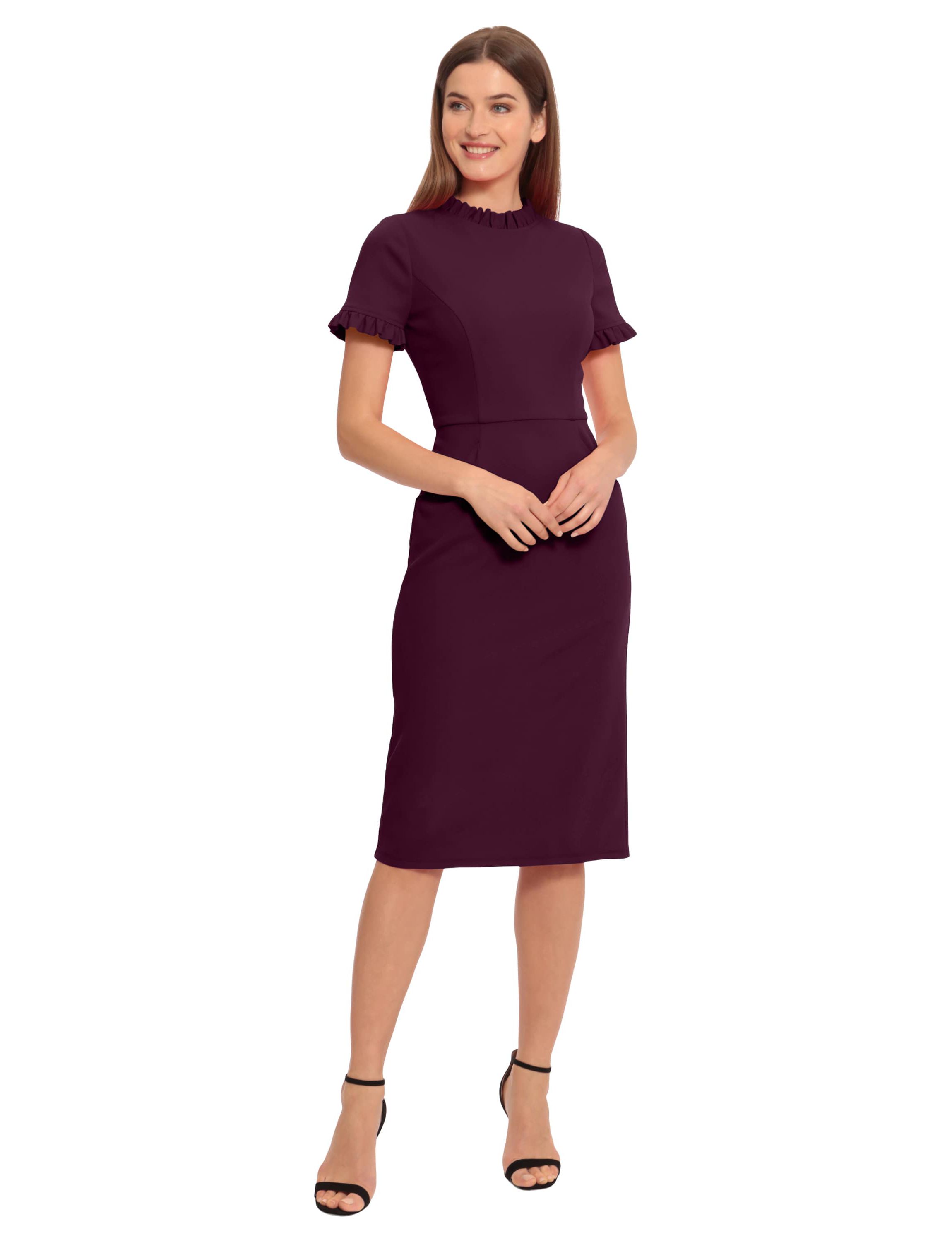 Ruffle Neck Short Sleeve Dress
