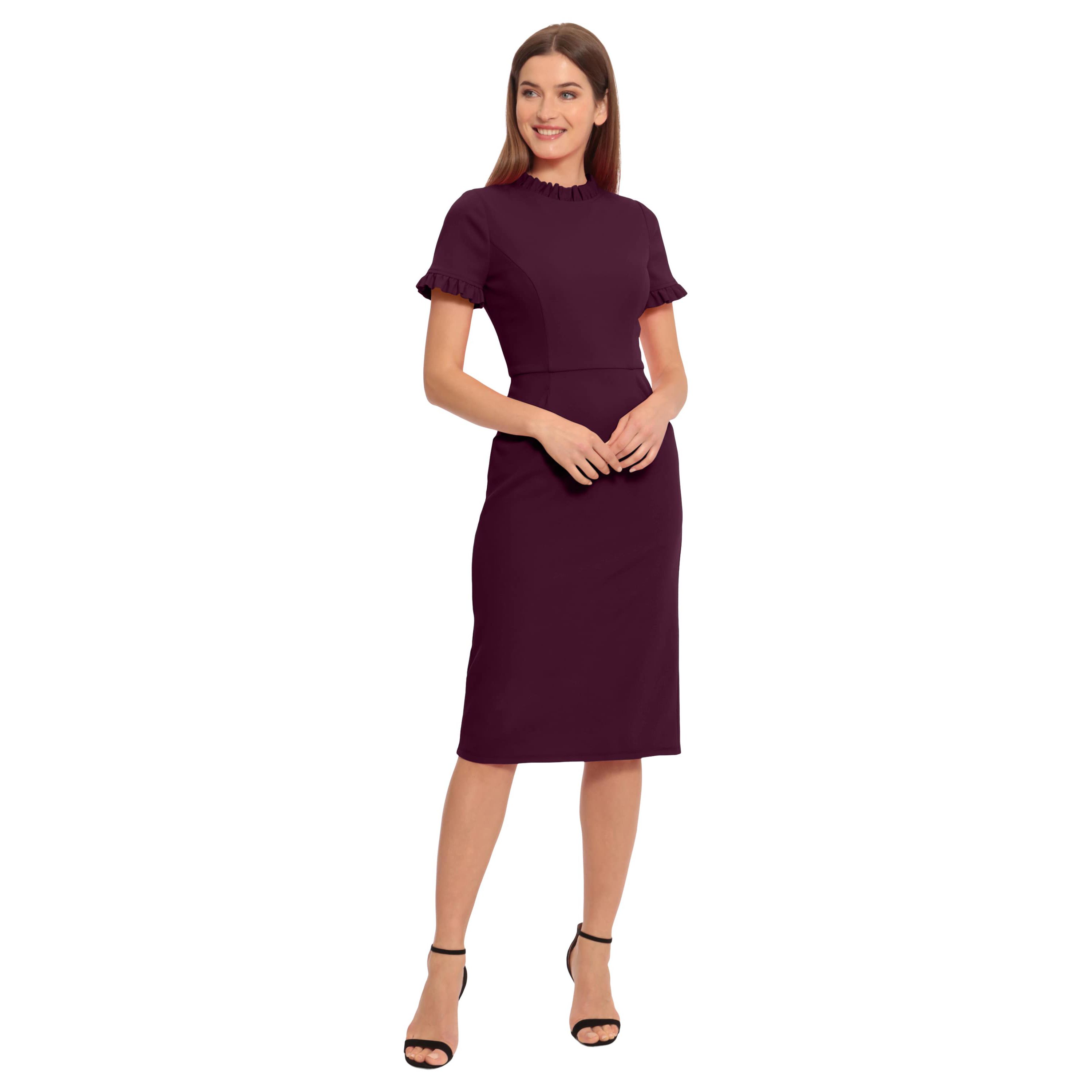 Ruffle Neck Short Sleeve Dress