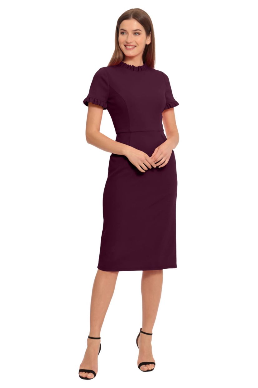 Ruffle Neck Short Sleeve Dress