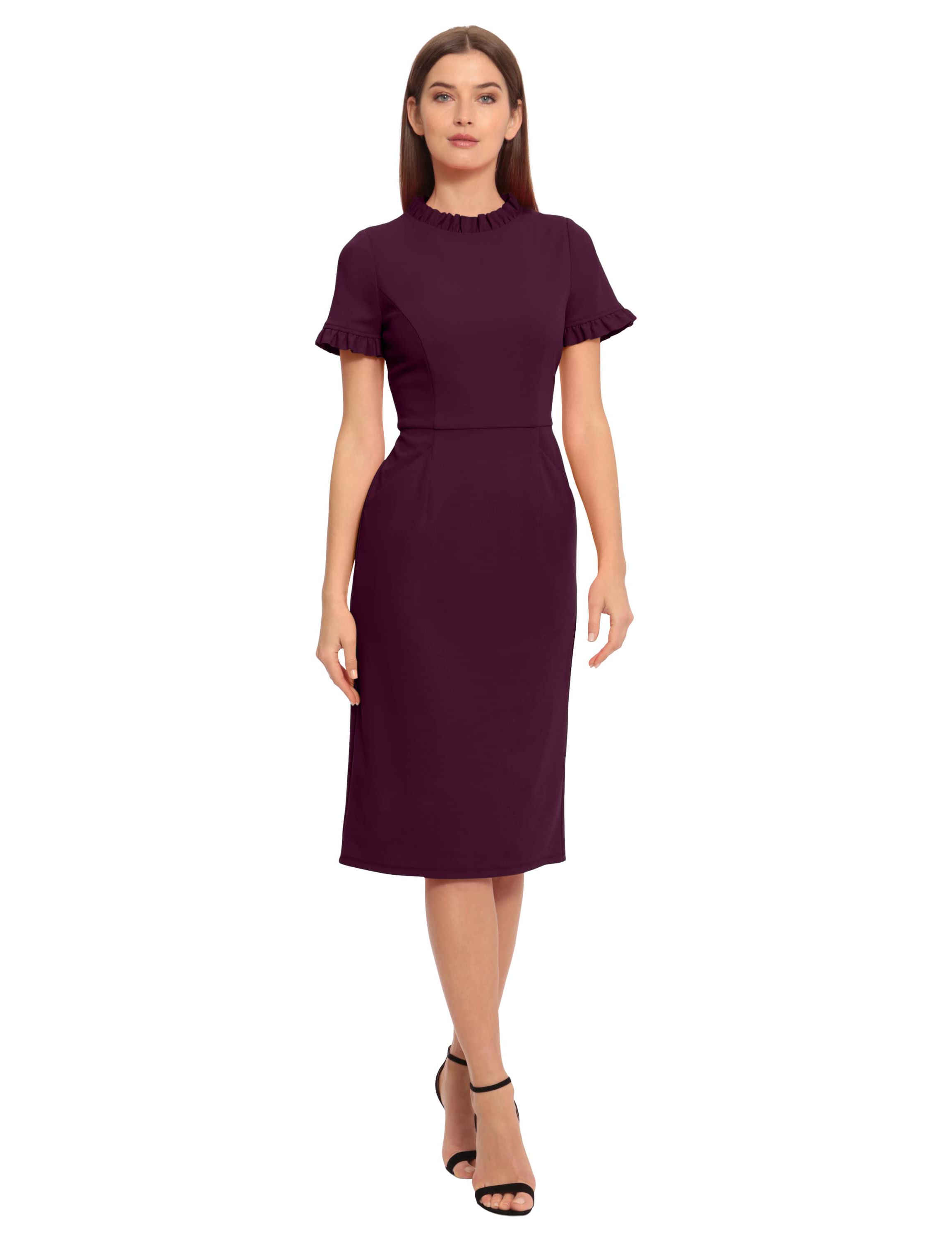 Ruffle Neck Short Sleeve Dress