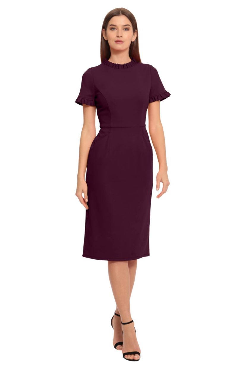 Ruffle Neck Short Sleeve Dress