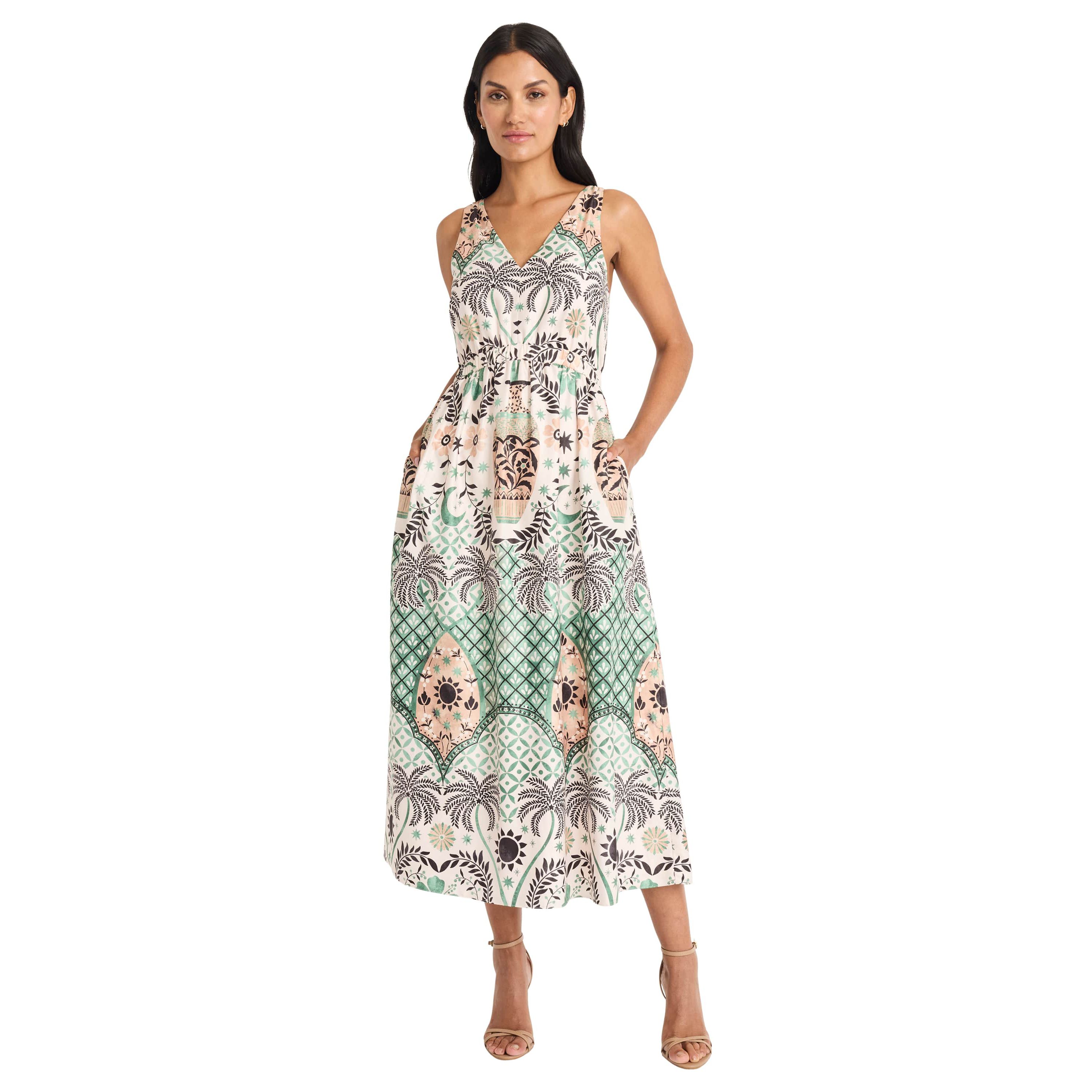 Palm Tree Placement Print Dress