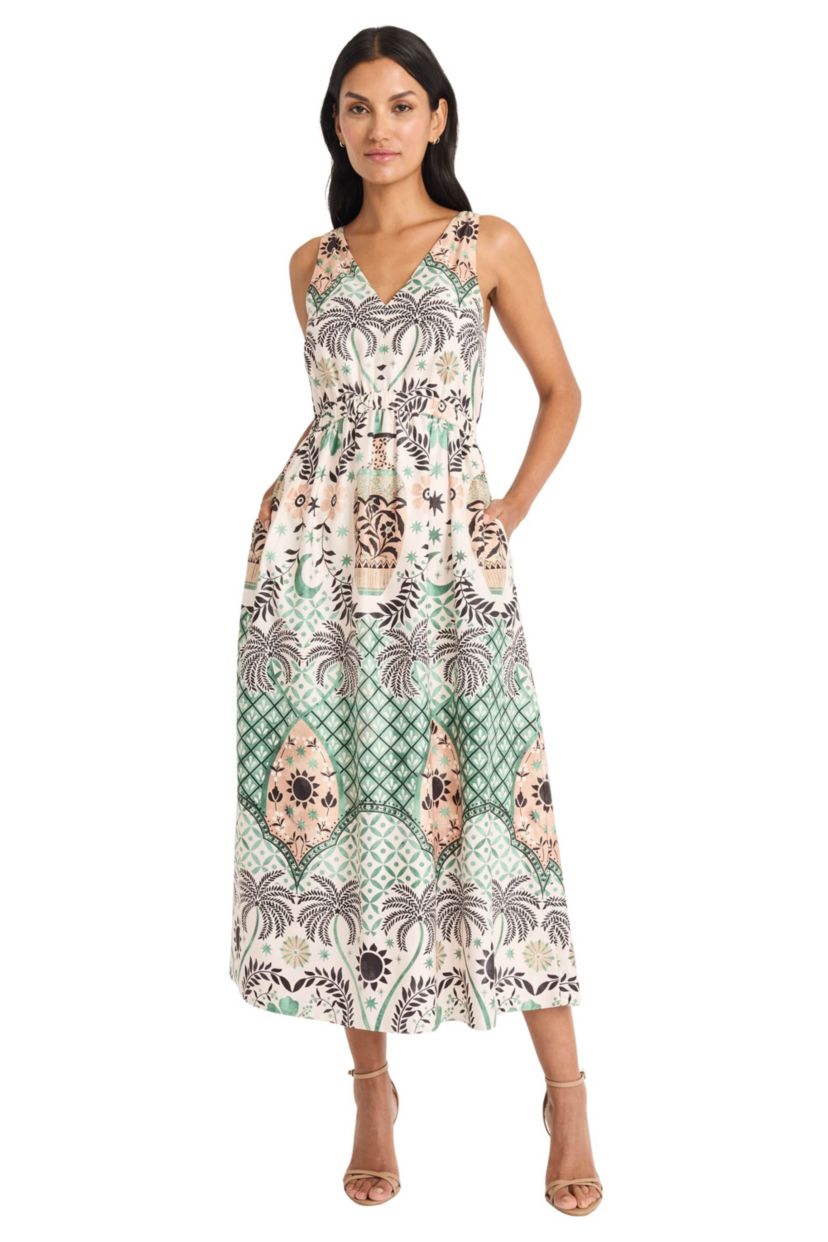 Palm Tree Placement Print Dress