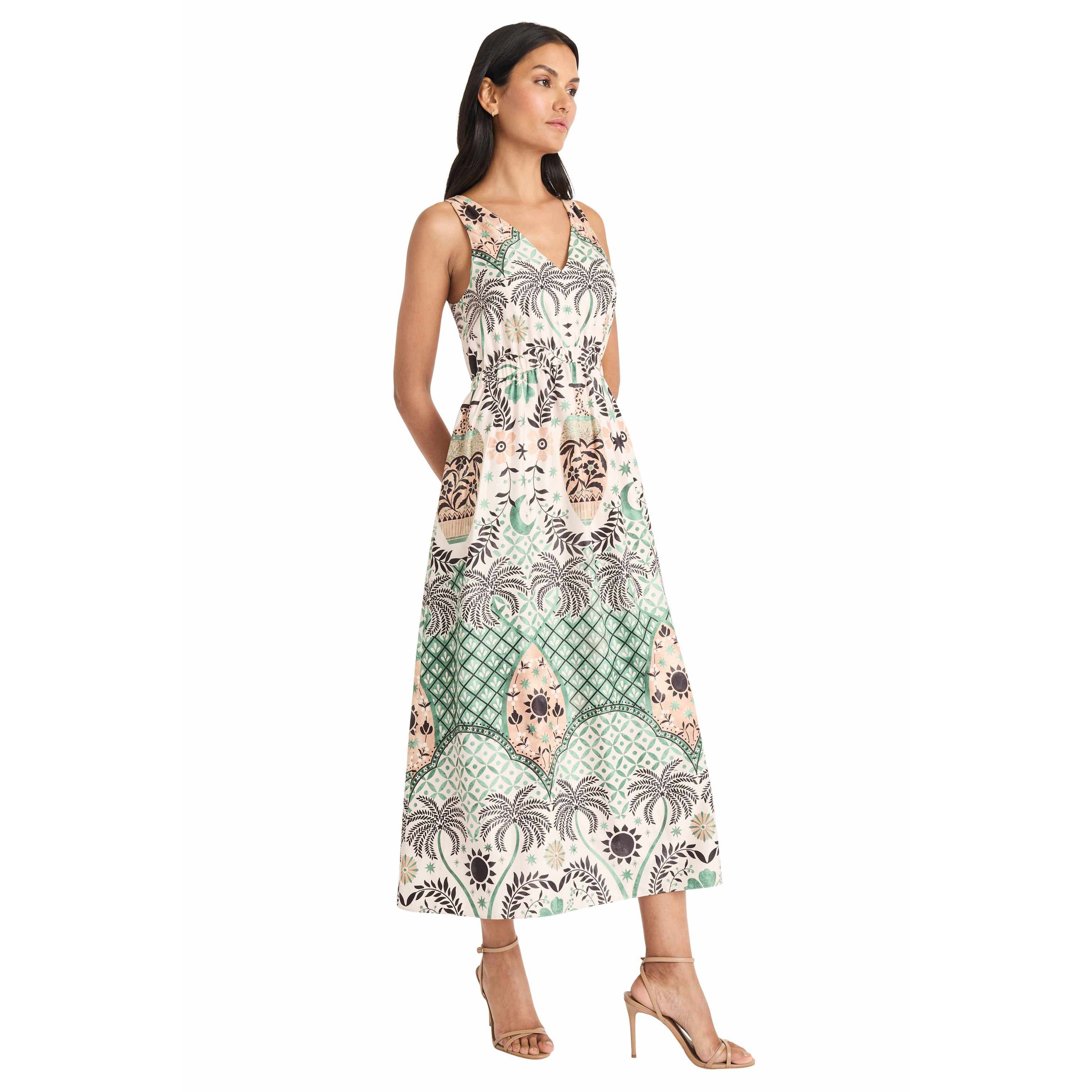 Palm Tree Placement Print Dress
