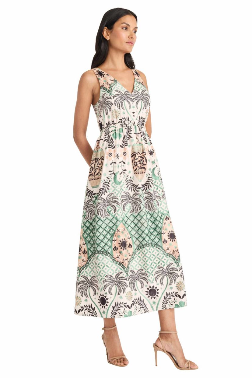 Palm Tree Placement Print Dress