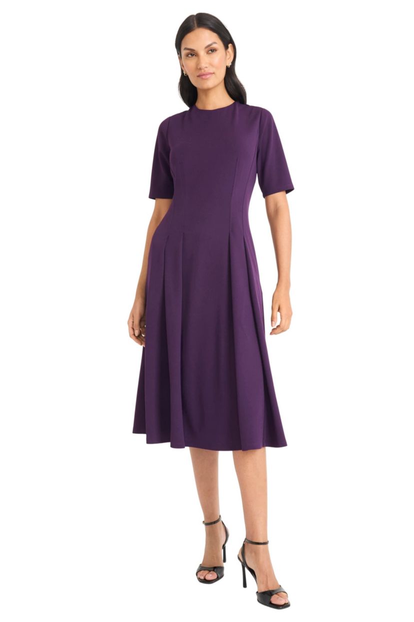 Elbow Sleeve Full Skirt Midi