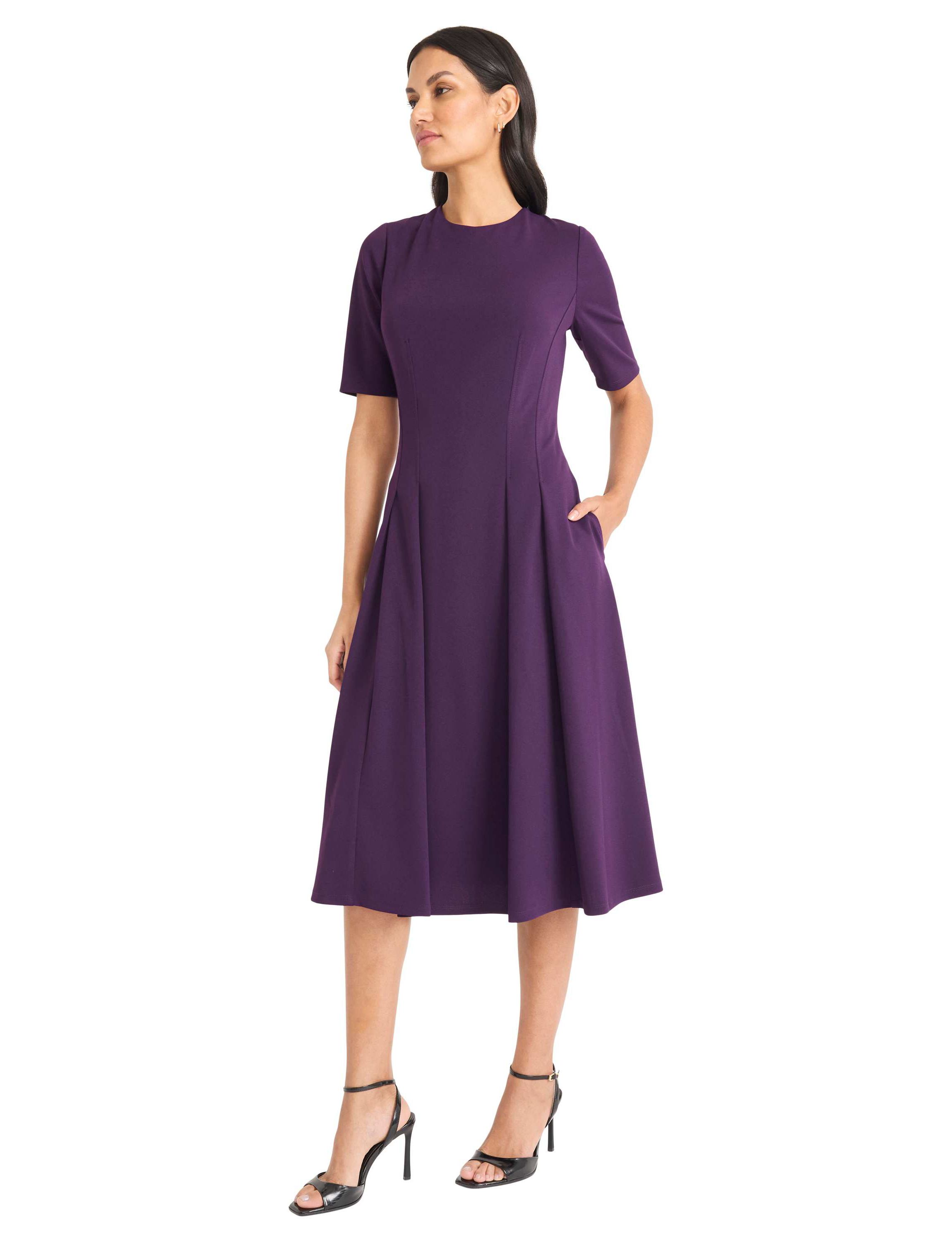 Elbow Sleeve Full Skirt Midi