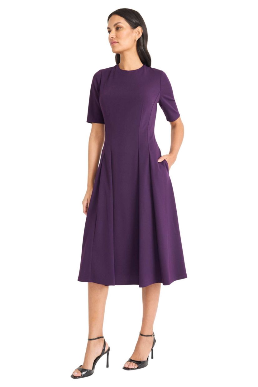 Elbow Sleeve Full Skirt Midi