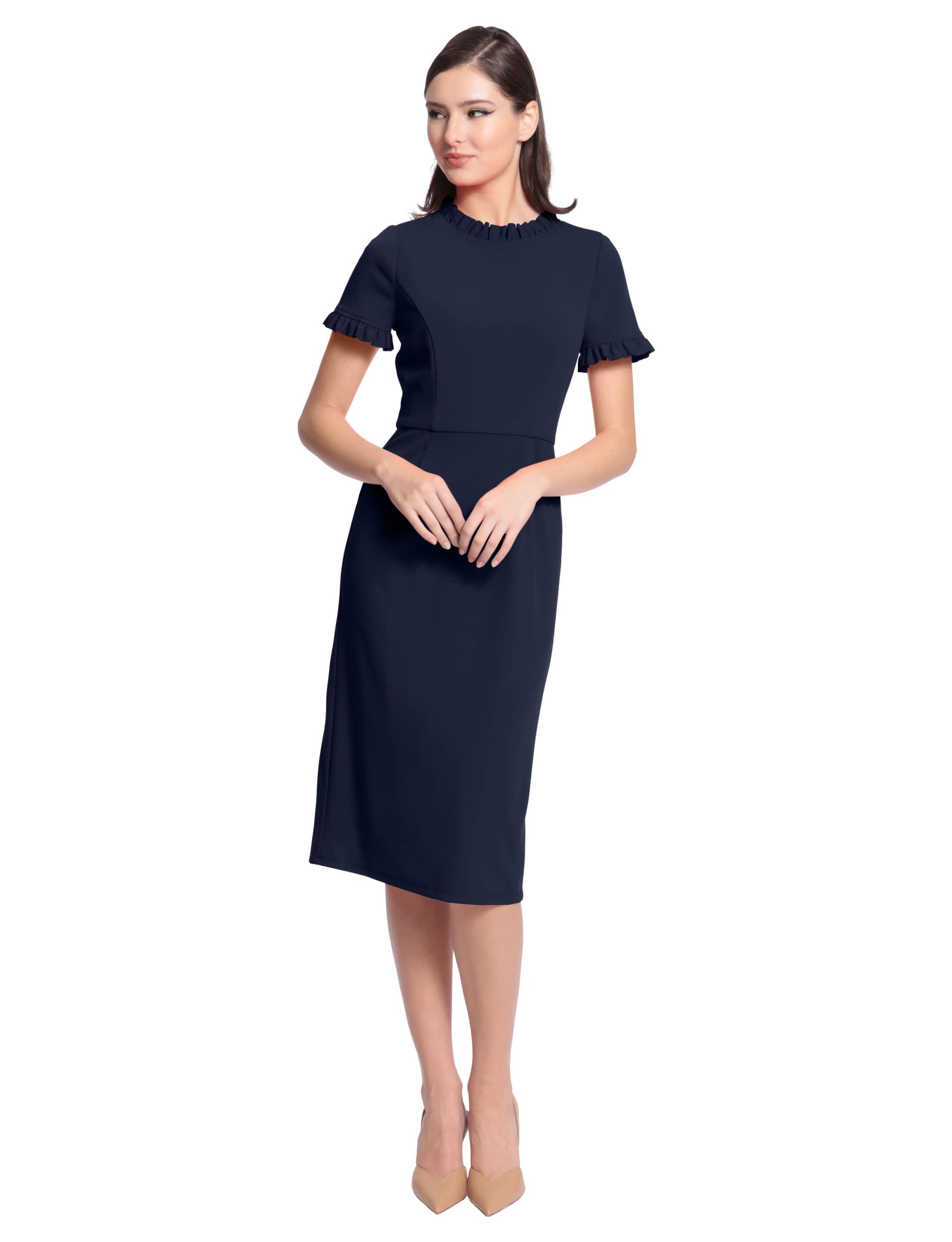 Ruffle Neck Short Sleeve Dress