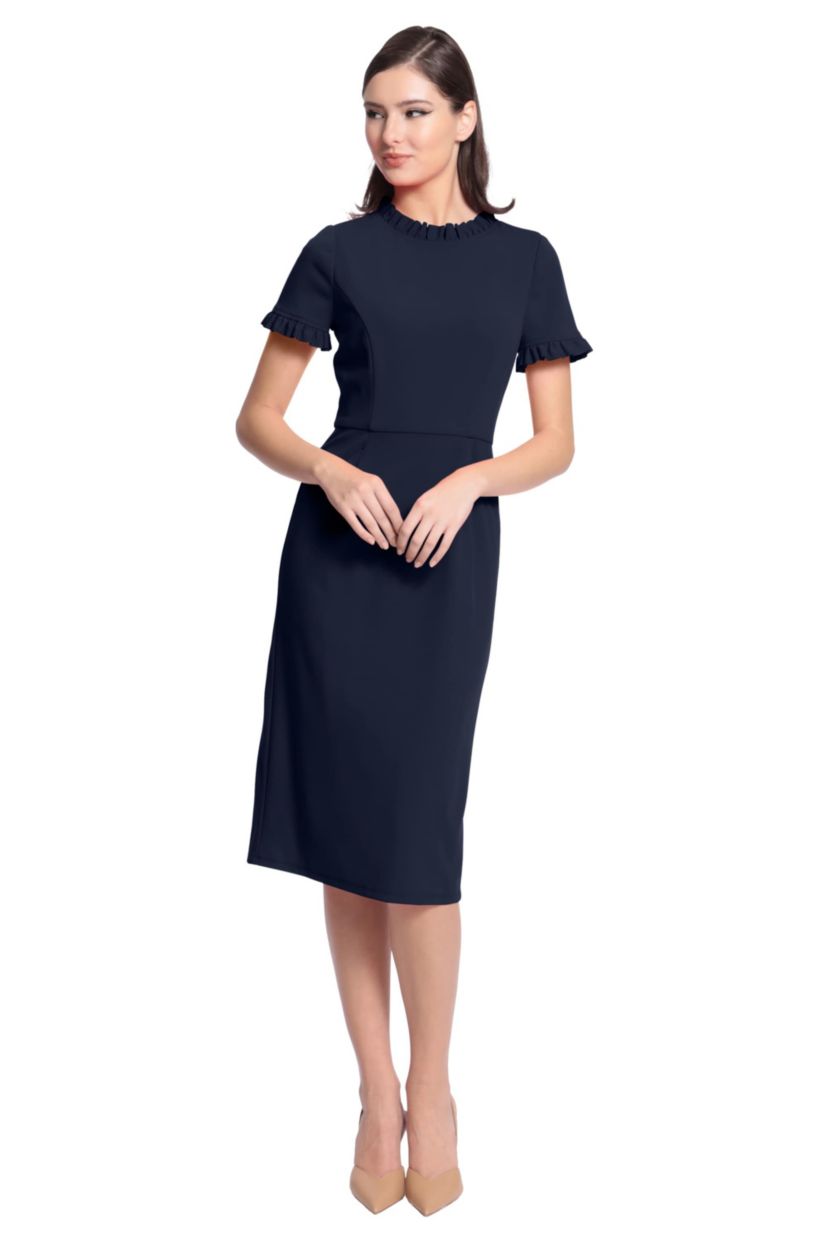 Ruffle Neck Short Sleeve Dress
